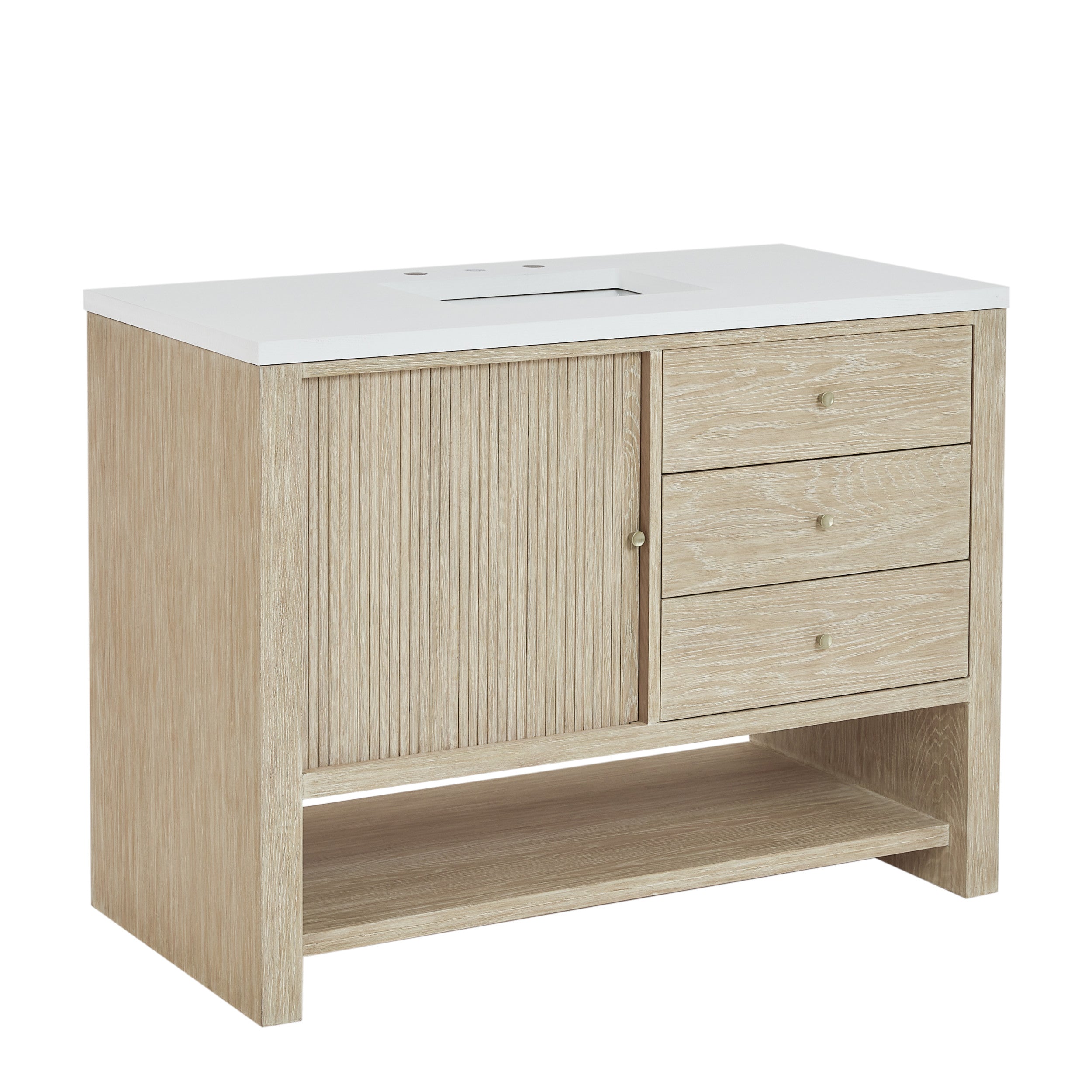 Sunwashed Oak / White Zeus - 3 Faucet Holes