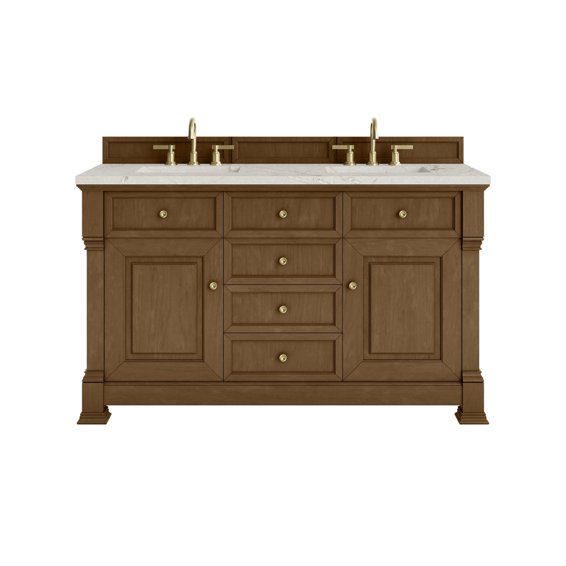 Honey Oak / Victorian Silver - 3 Faucet Holes