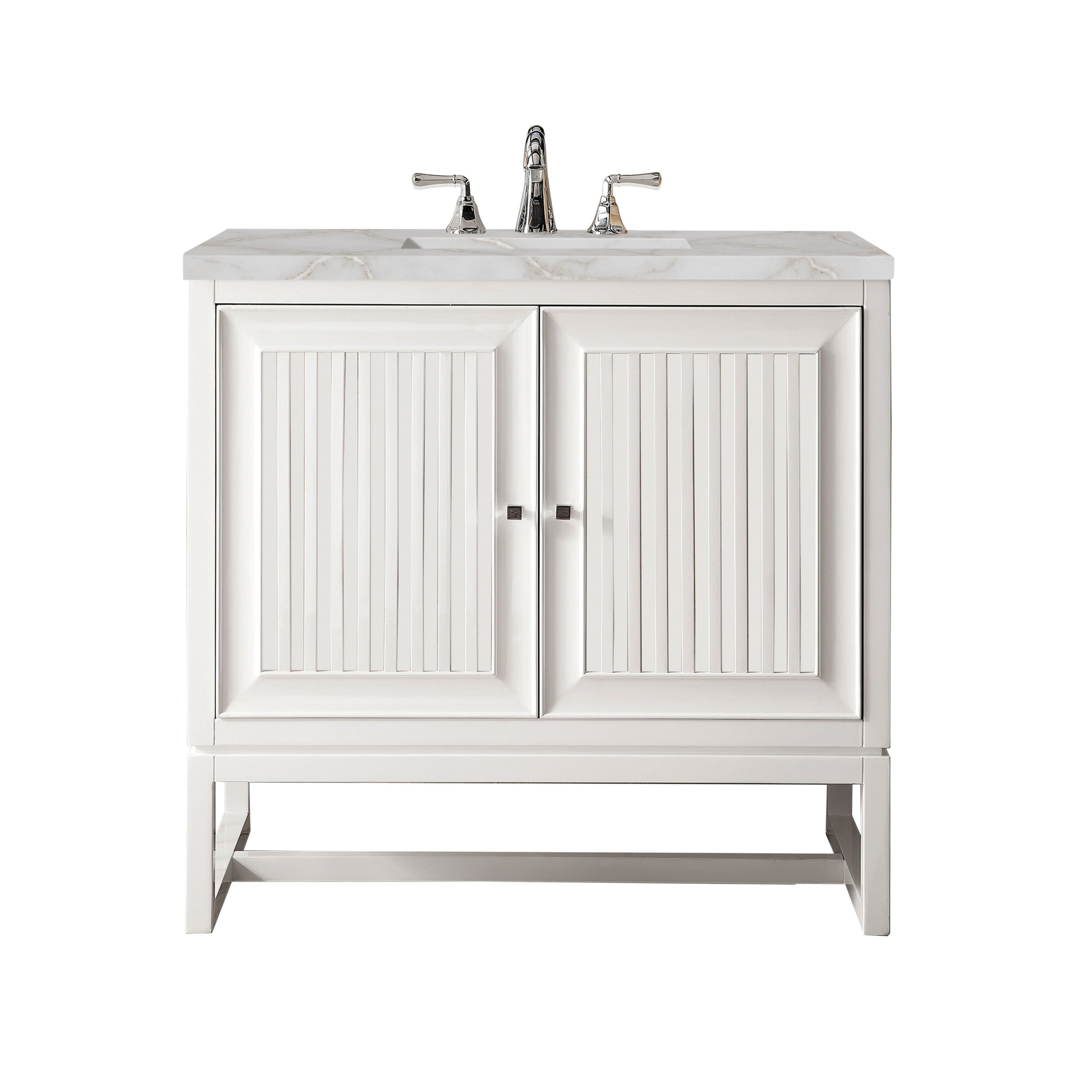 Glossy White / Victorian Silver - 3 Faucet Holes