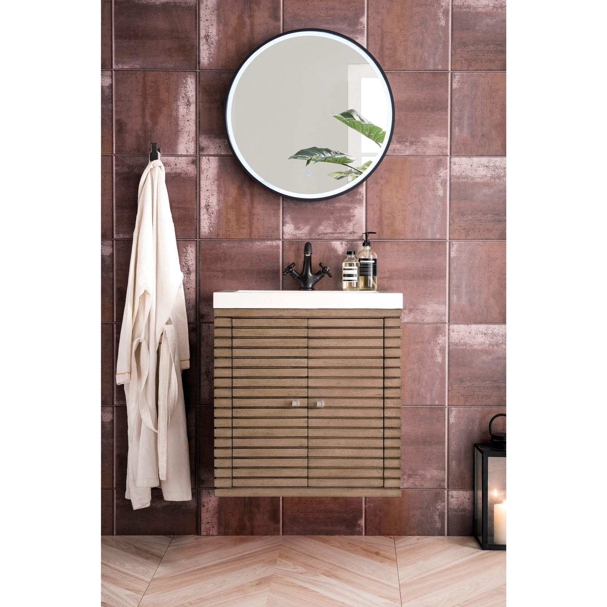 Whitewashed Walnut / White Glossy - 1 Faucet Hole