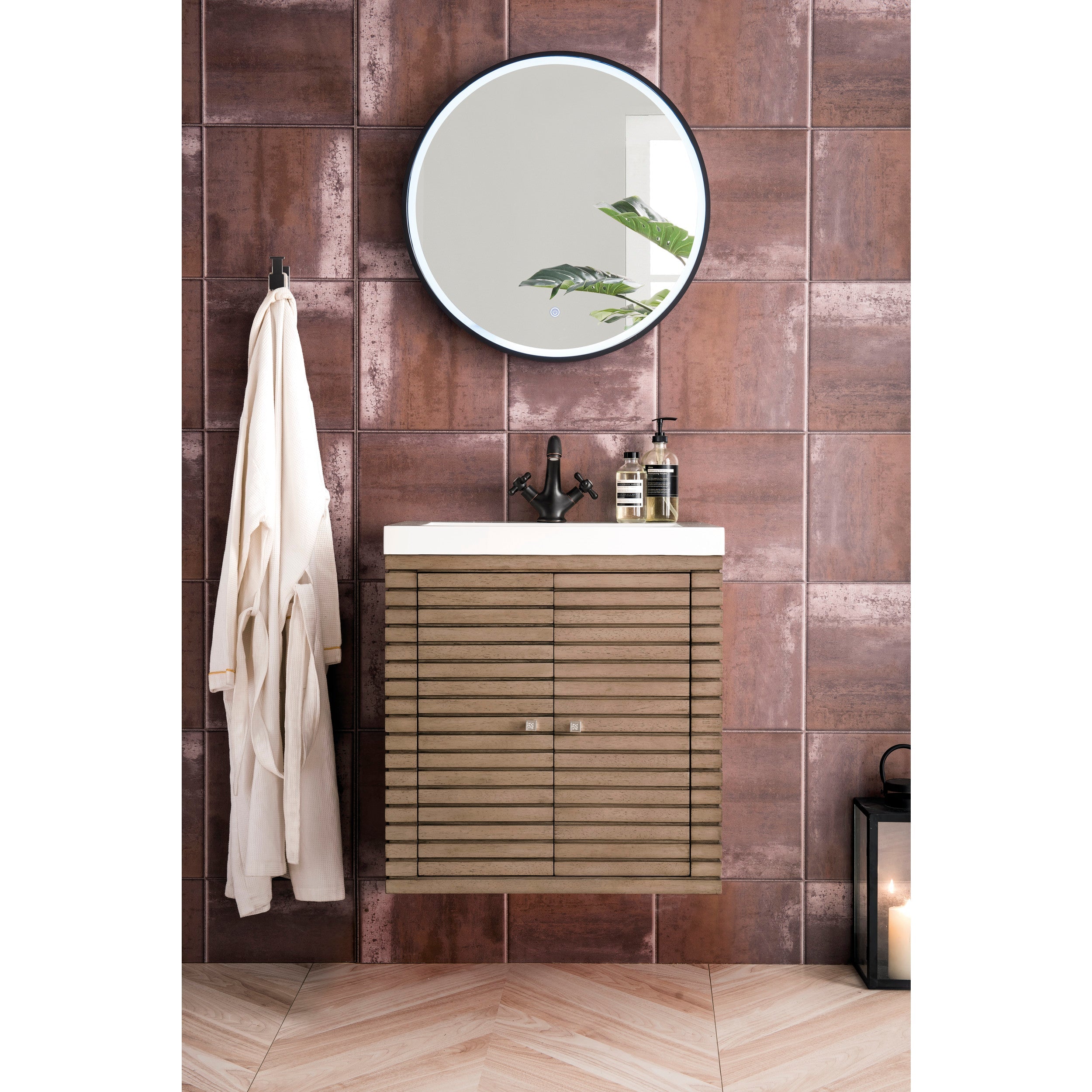 Whitewashed Walnut / White Glossy - 1 Faucet Hole