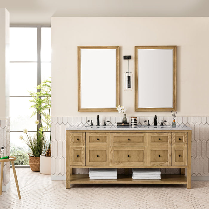 Light Natural Oak / Carrara White - 3 Faucet Holes