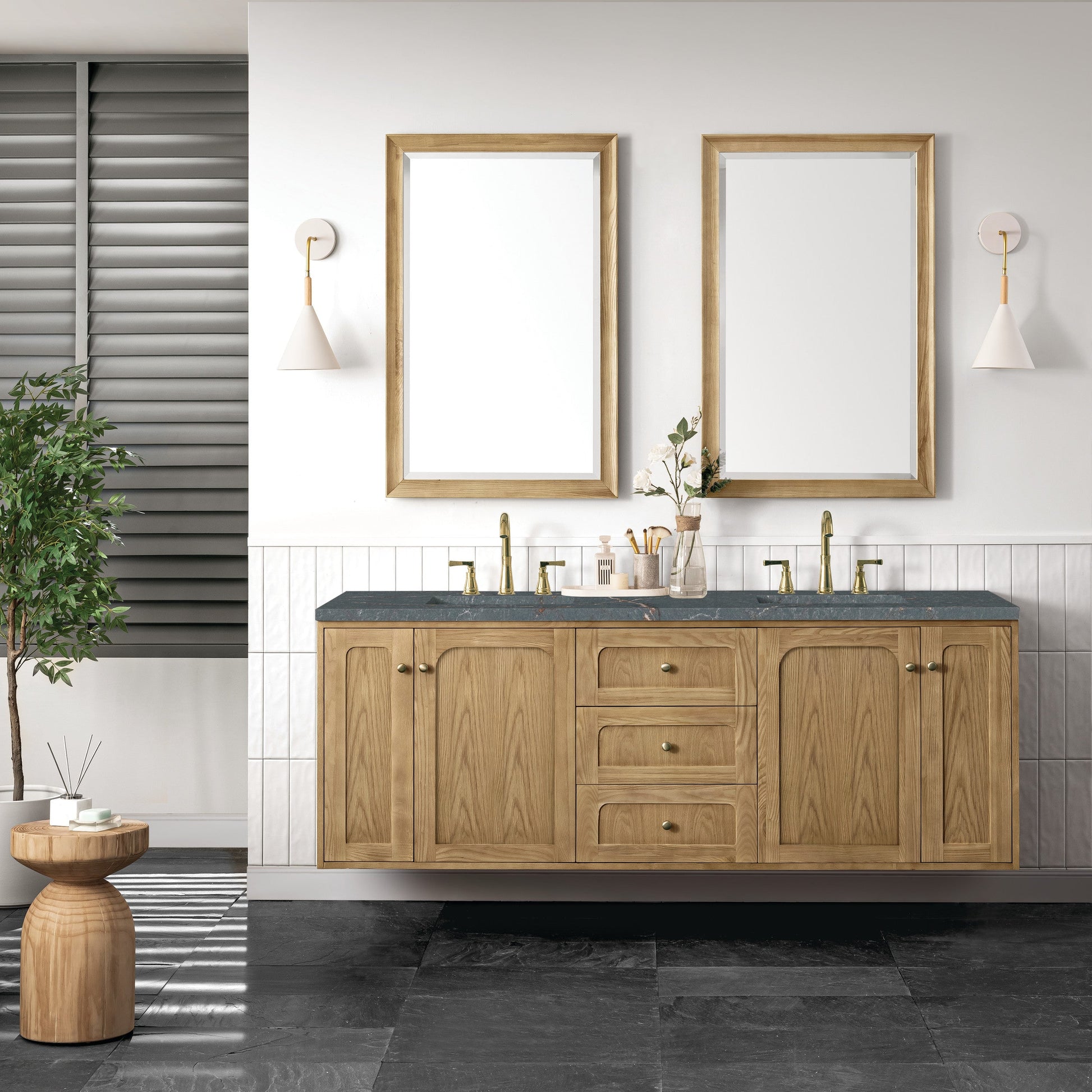 Light Natural Oak / Parisien Bleu - 3 Faucet Holes