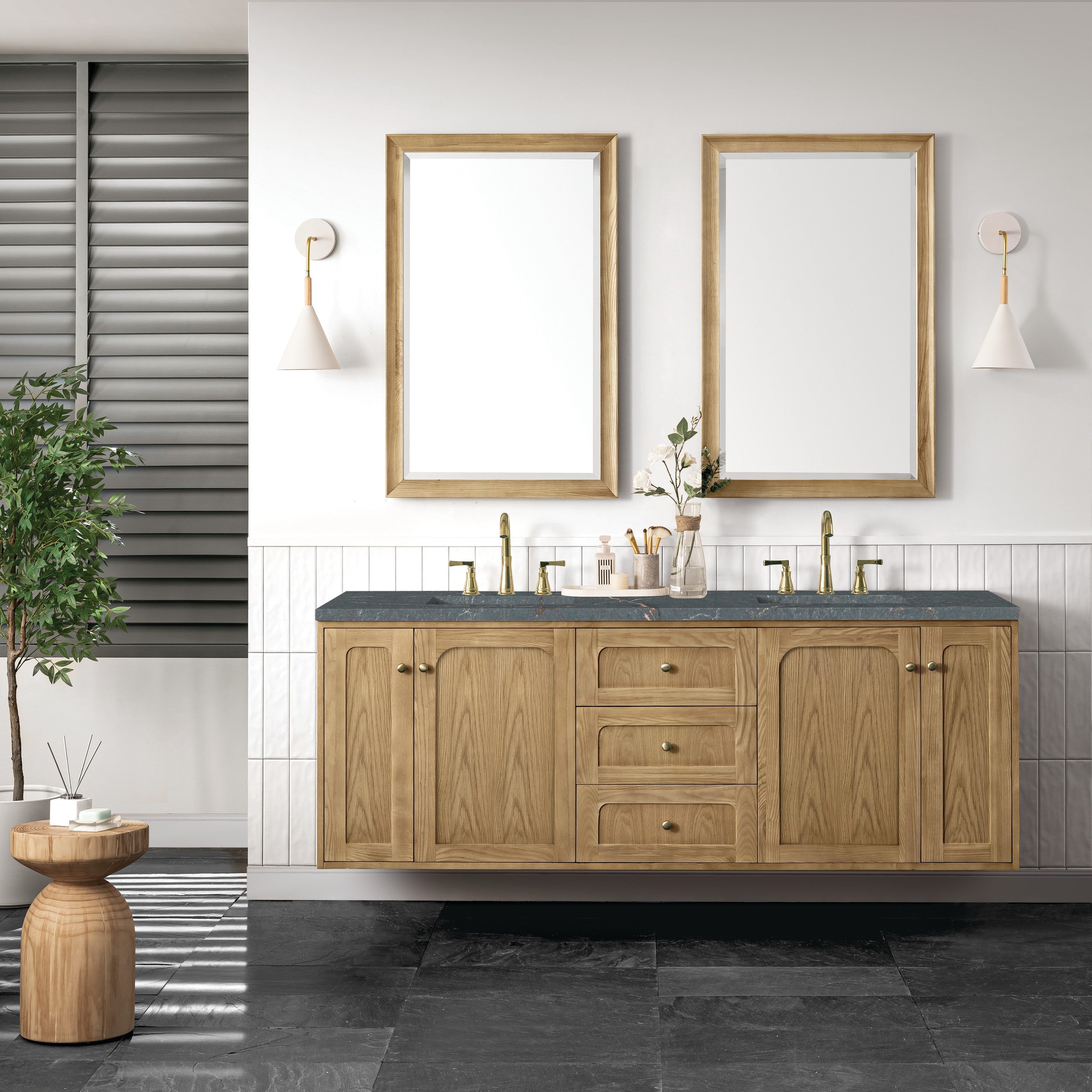 Light Natural Oak / Parisien Bleu - 3 Faucet Holes