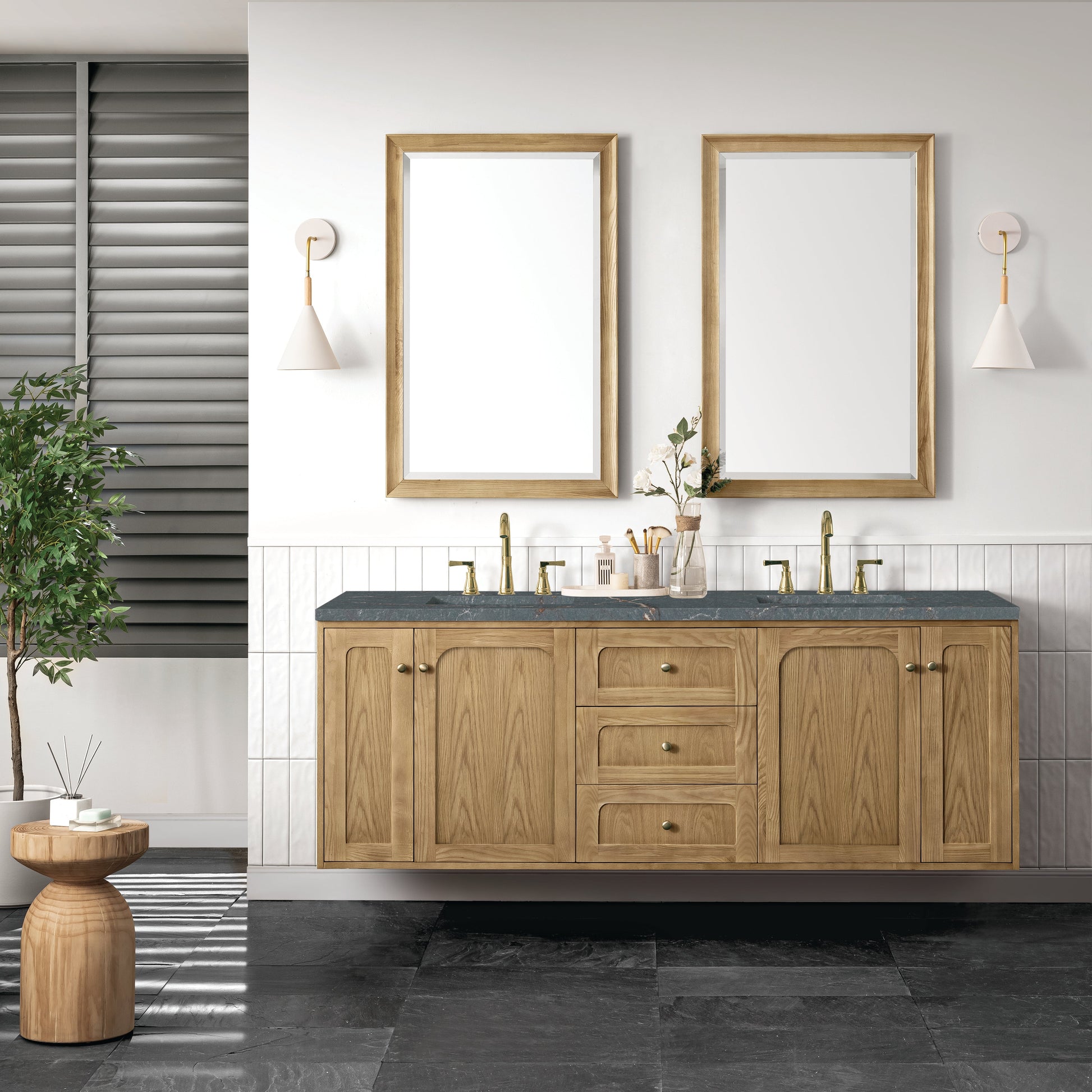 Light Natural Oak / Parisien Bleu - 3 Faucet Holes