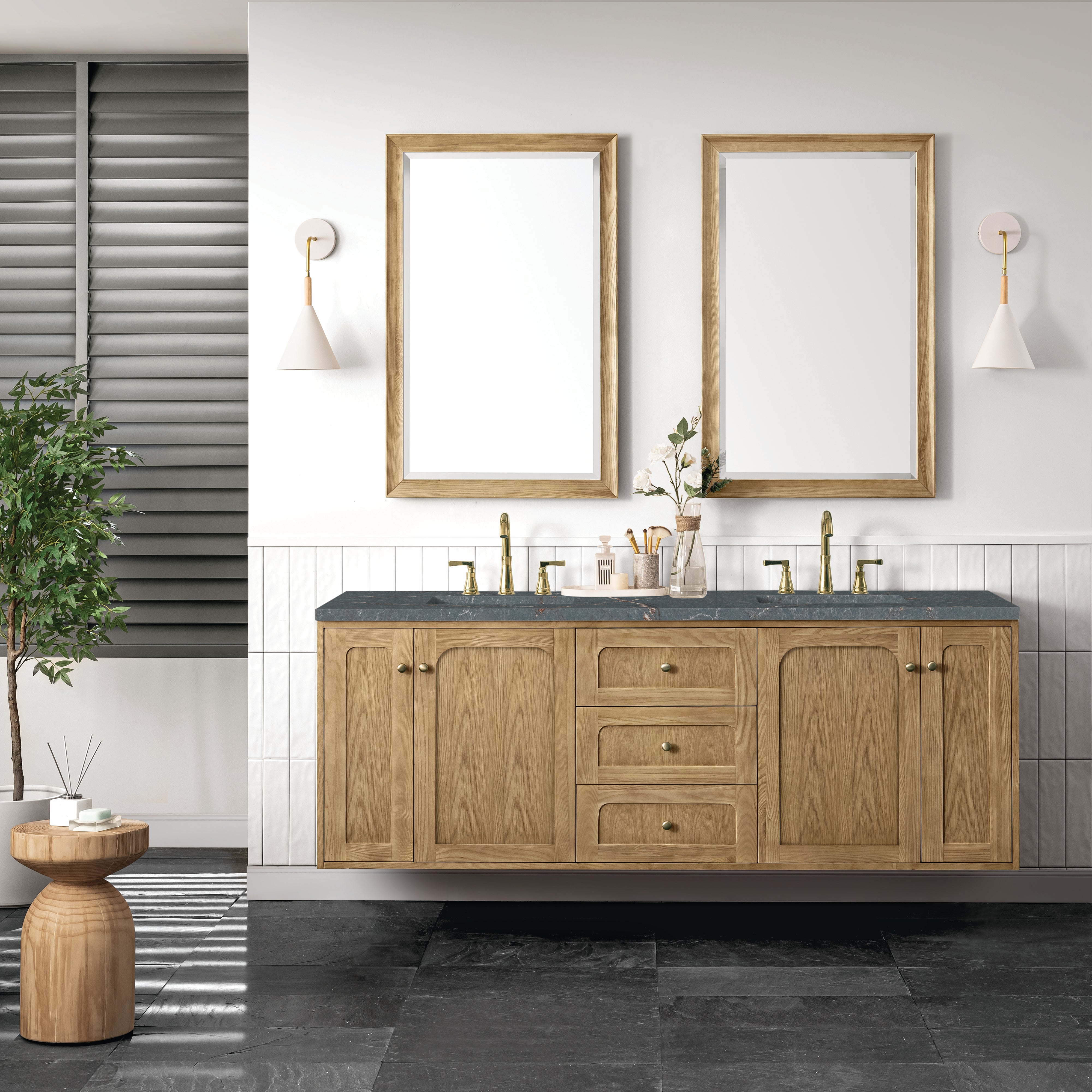Light Natural Oak / Parisien Bleu - 3 Faucet Holes