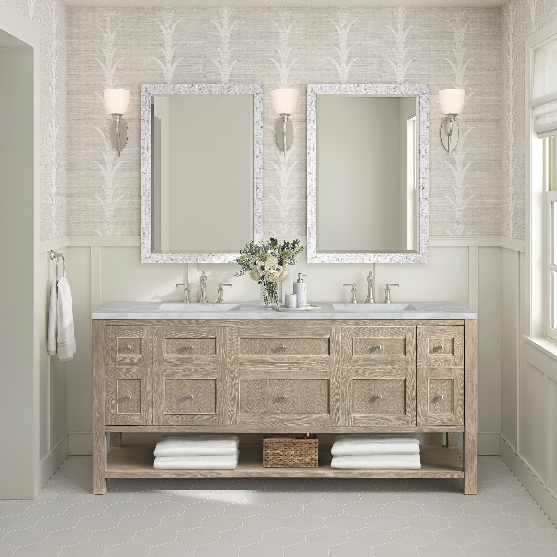 Whitewashed Oak / Victorian Silver - 3 Faucet Holes