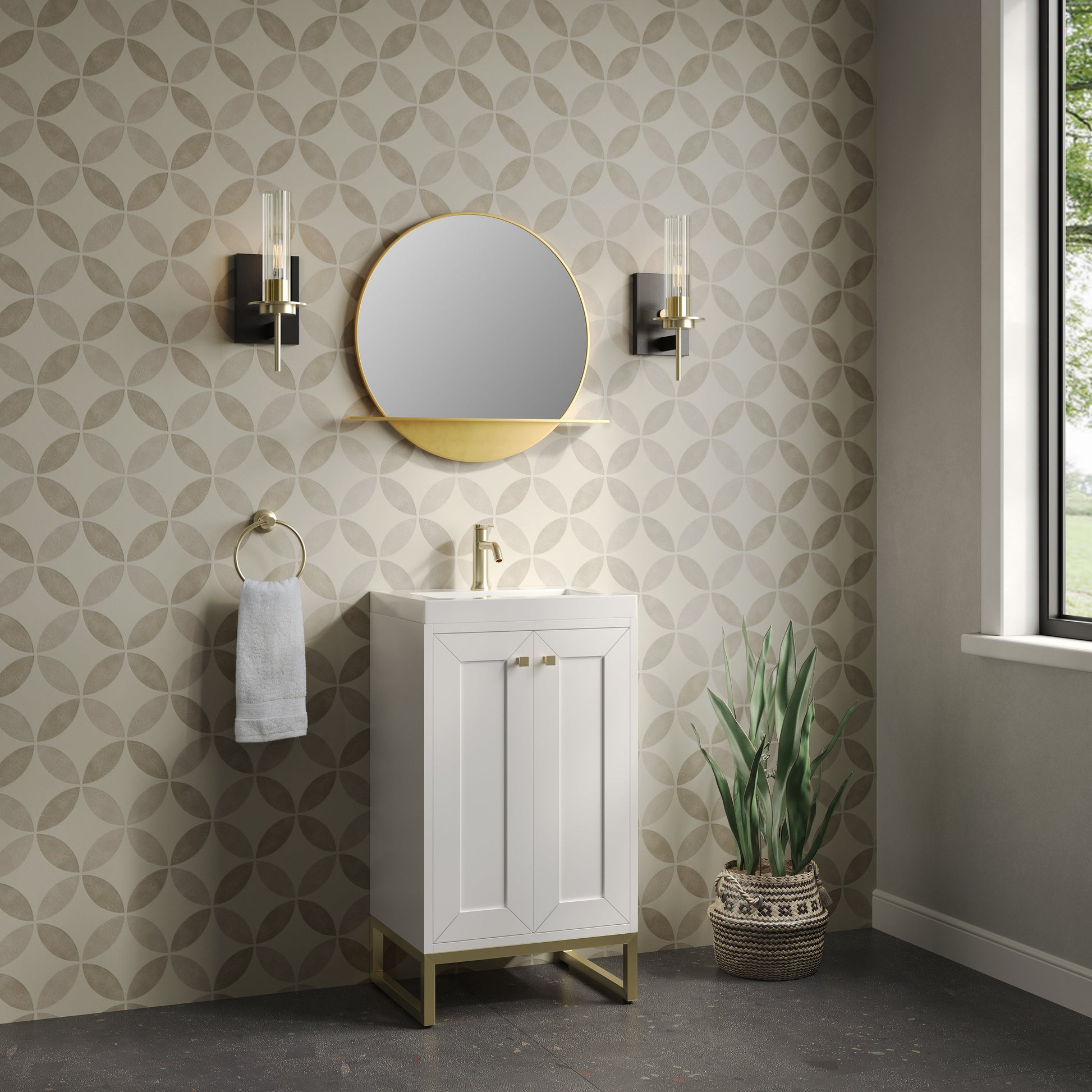 Glossy White / Champagne Brass