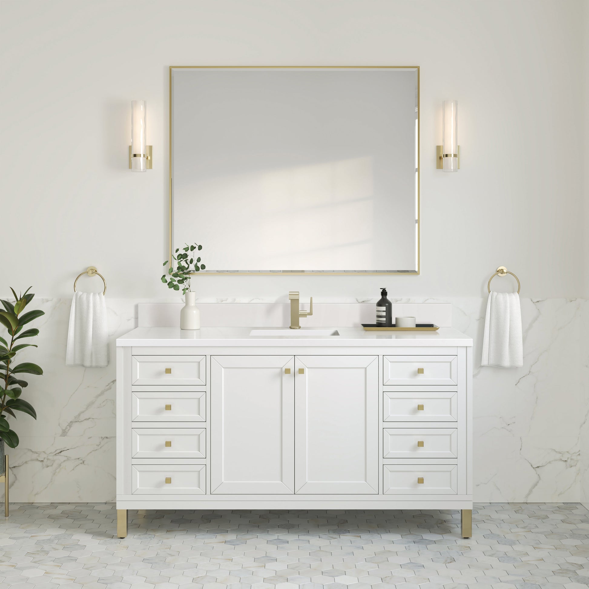 Glossy White / White Zeus - 1 Faucet Hole
