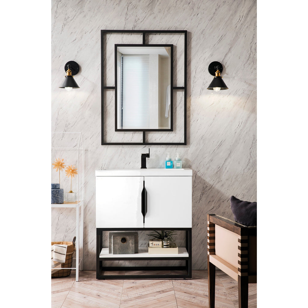 Glossy White / Matte Black / Glossy White - 1 Faucet Hole