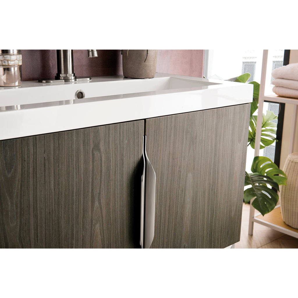Ash Gray / Brushed Nickel / Glossy White - 1 Faucet Hole