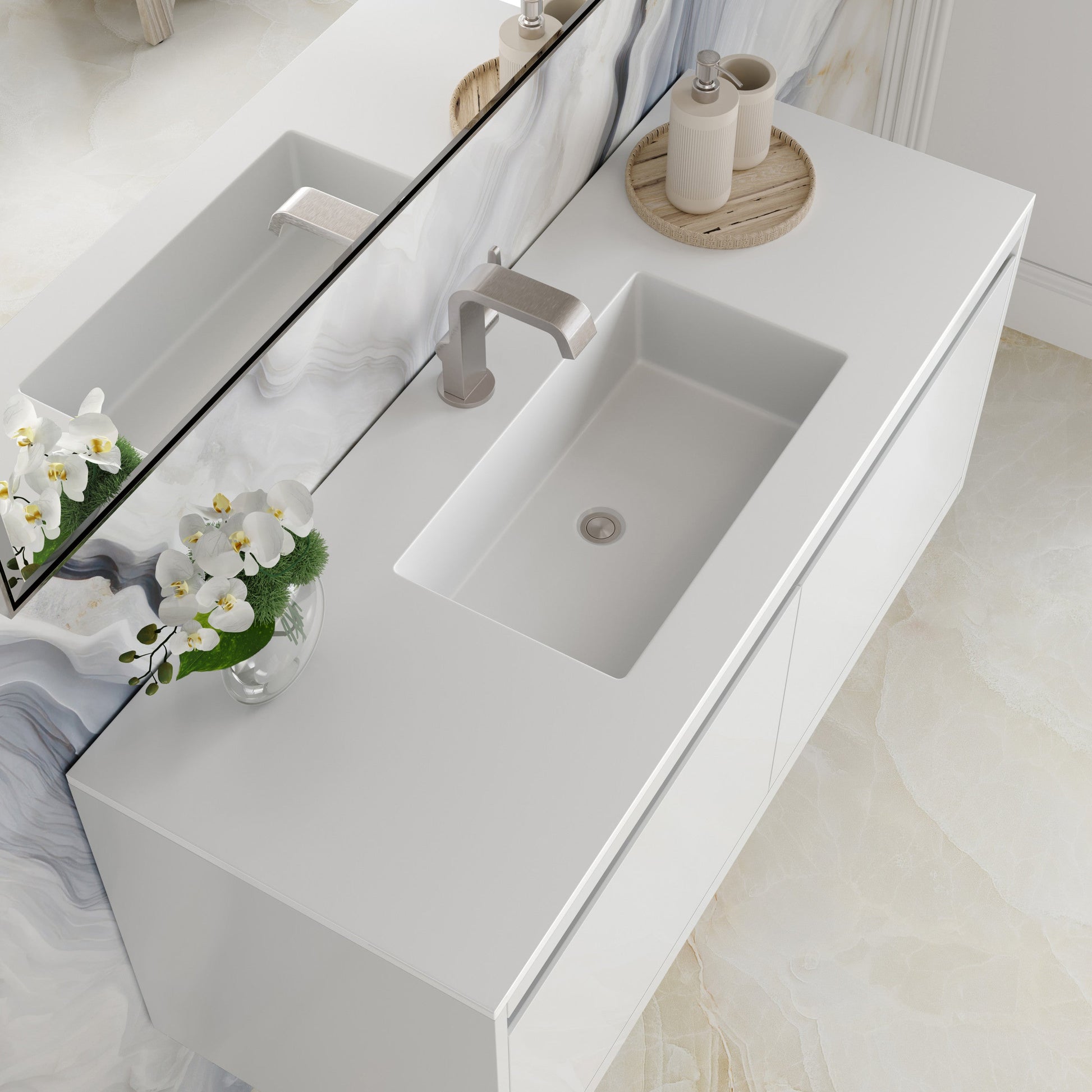 Glossy White / Glossy White - 1 Faucet Hole