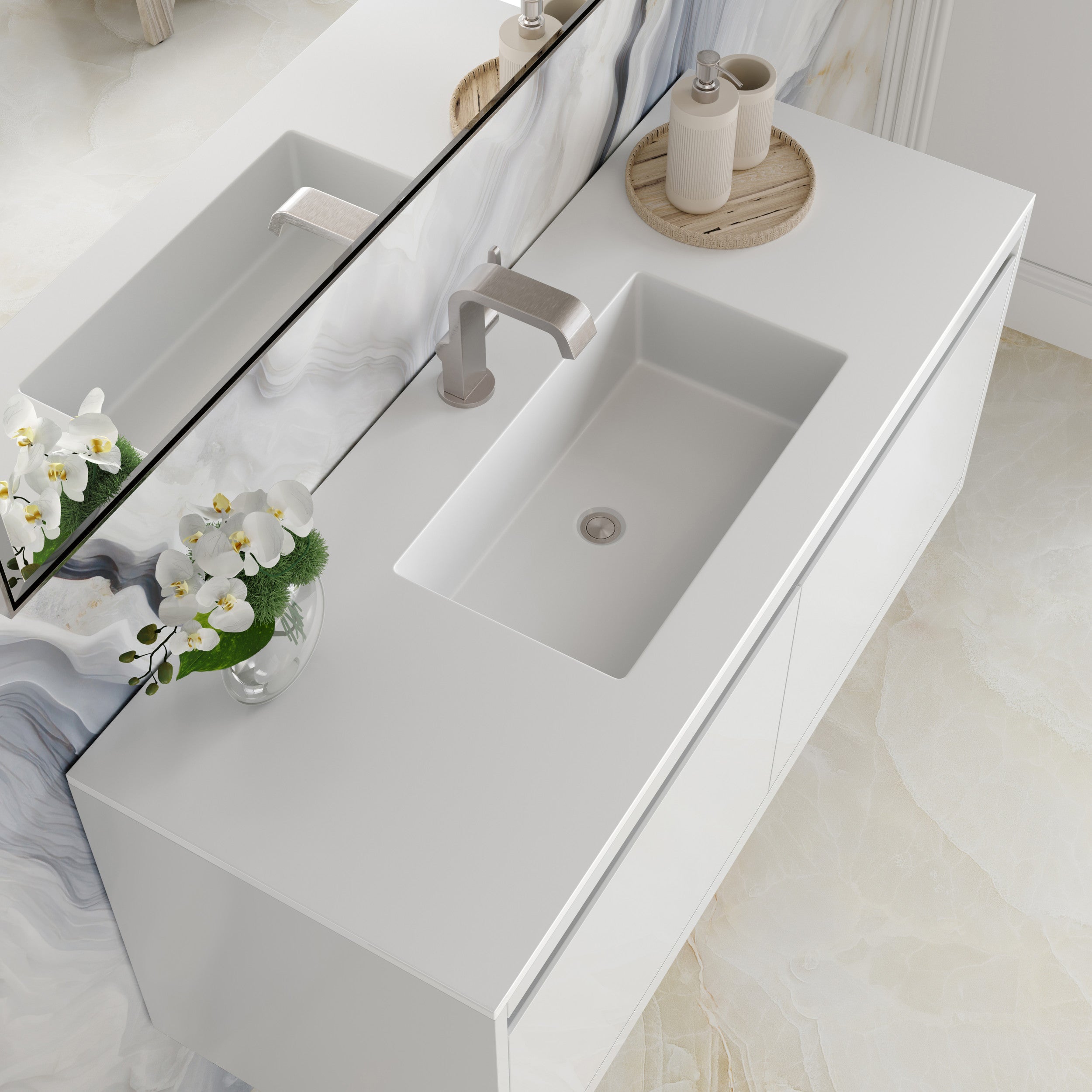 Glossy White / Glossy White - 1 Faucet Hole