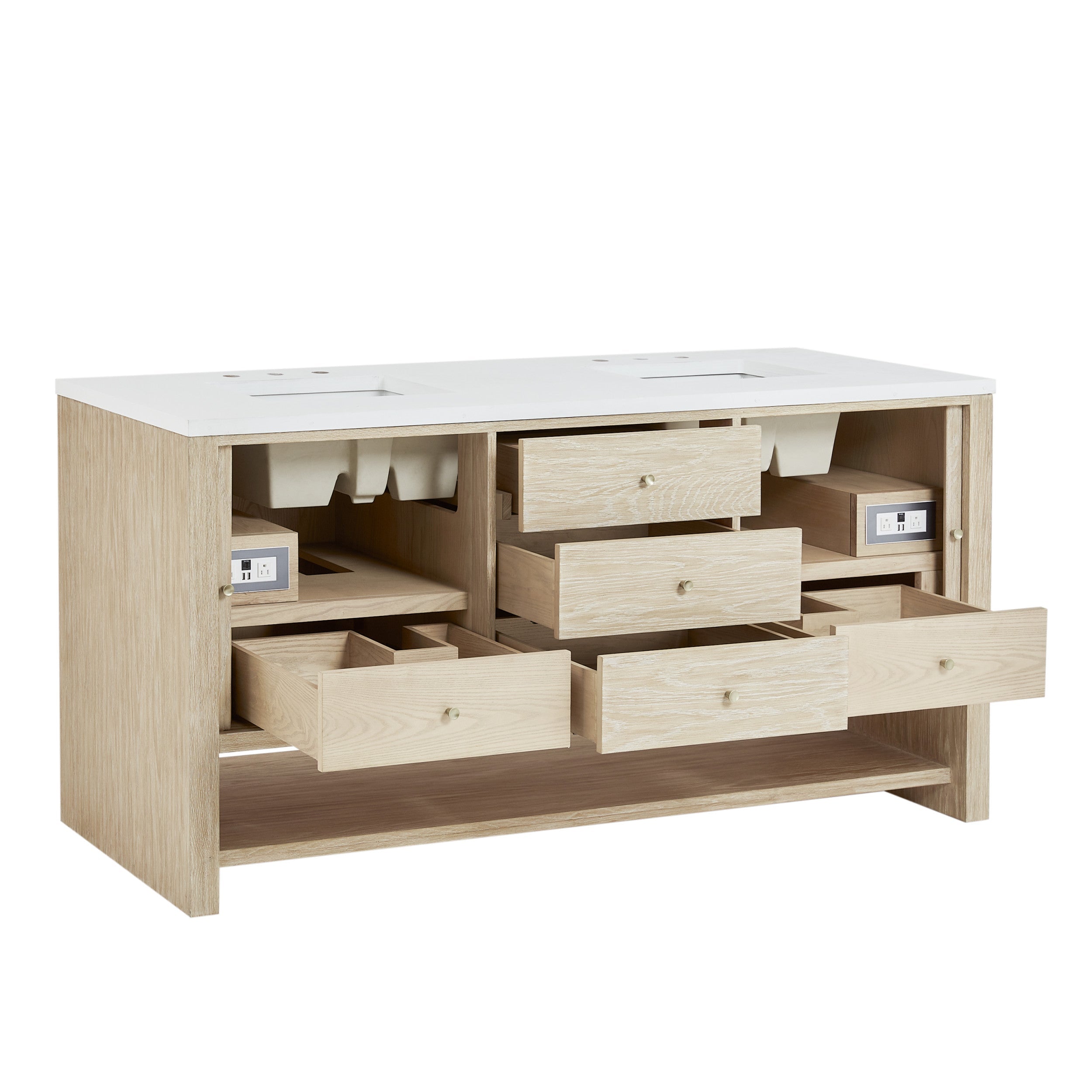 Sunwashed Oak / White Zeus - 3 Faucet Holes