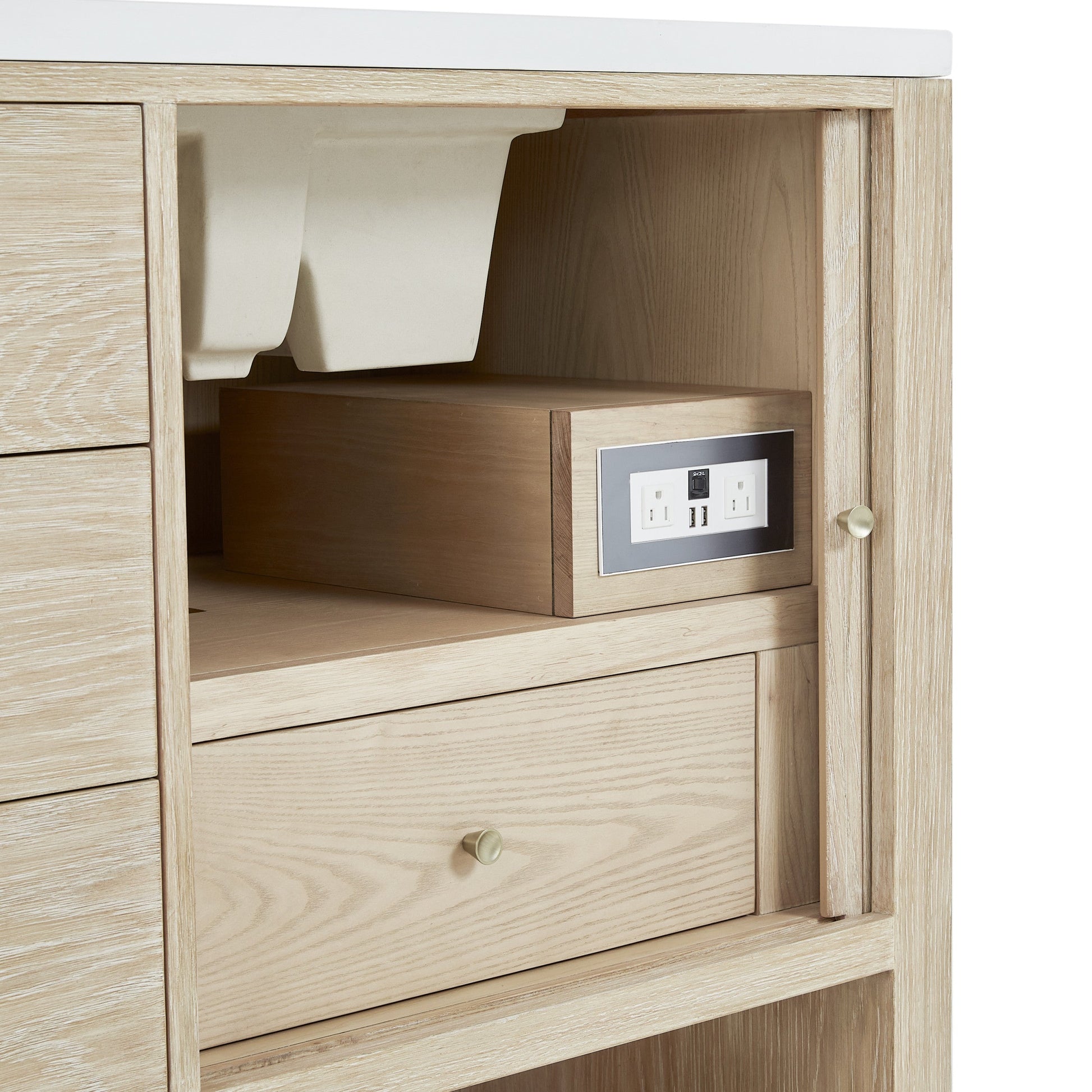 Sunwashed Oak / White Zeus - 3 Faucet Holes