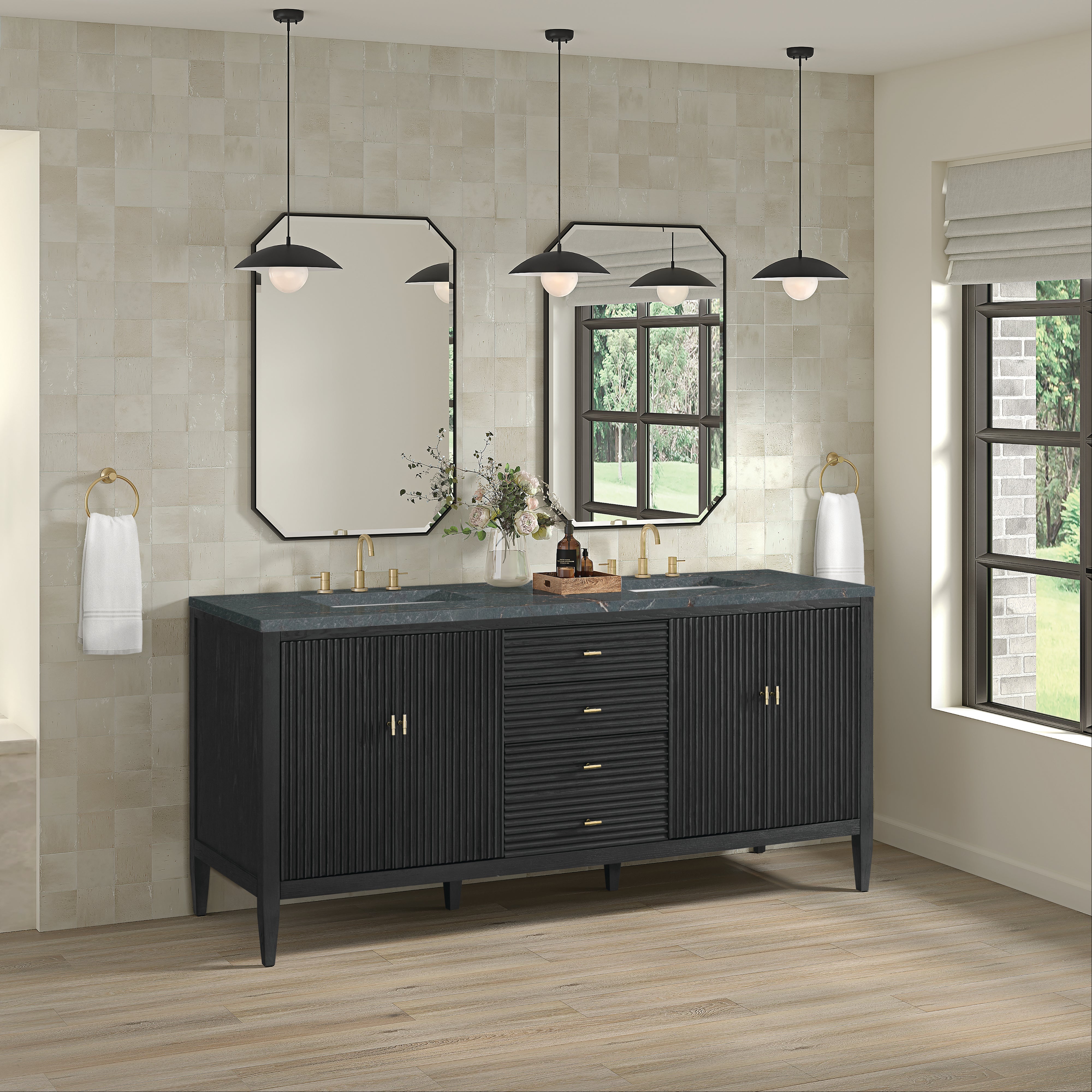 Carbon Oak / Parisien Bleu - 3 Faucet Holes