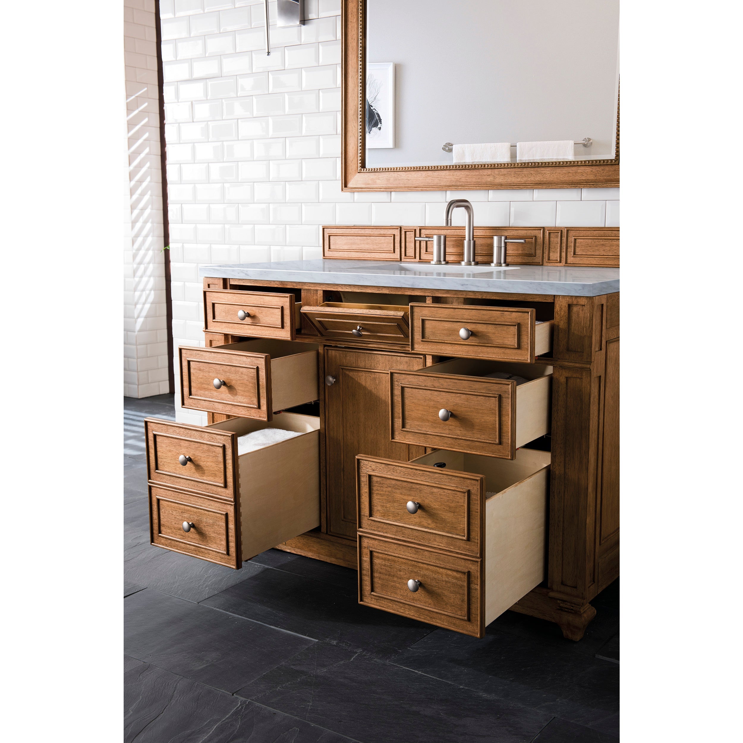 Saddle Brown / Carrara White - 3 Faucet Holes