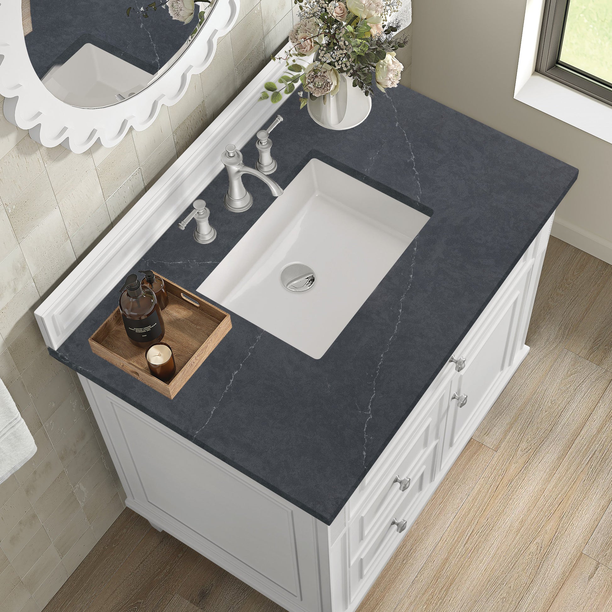 Bright White / Charcoal Soapstone - 3 Faucet Holes