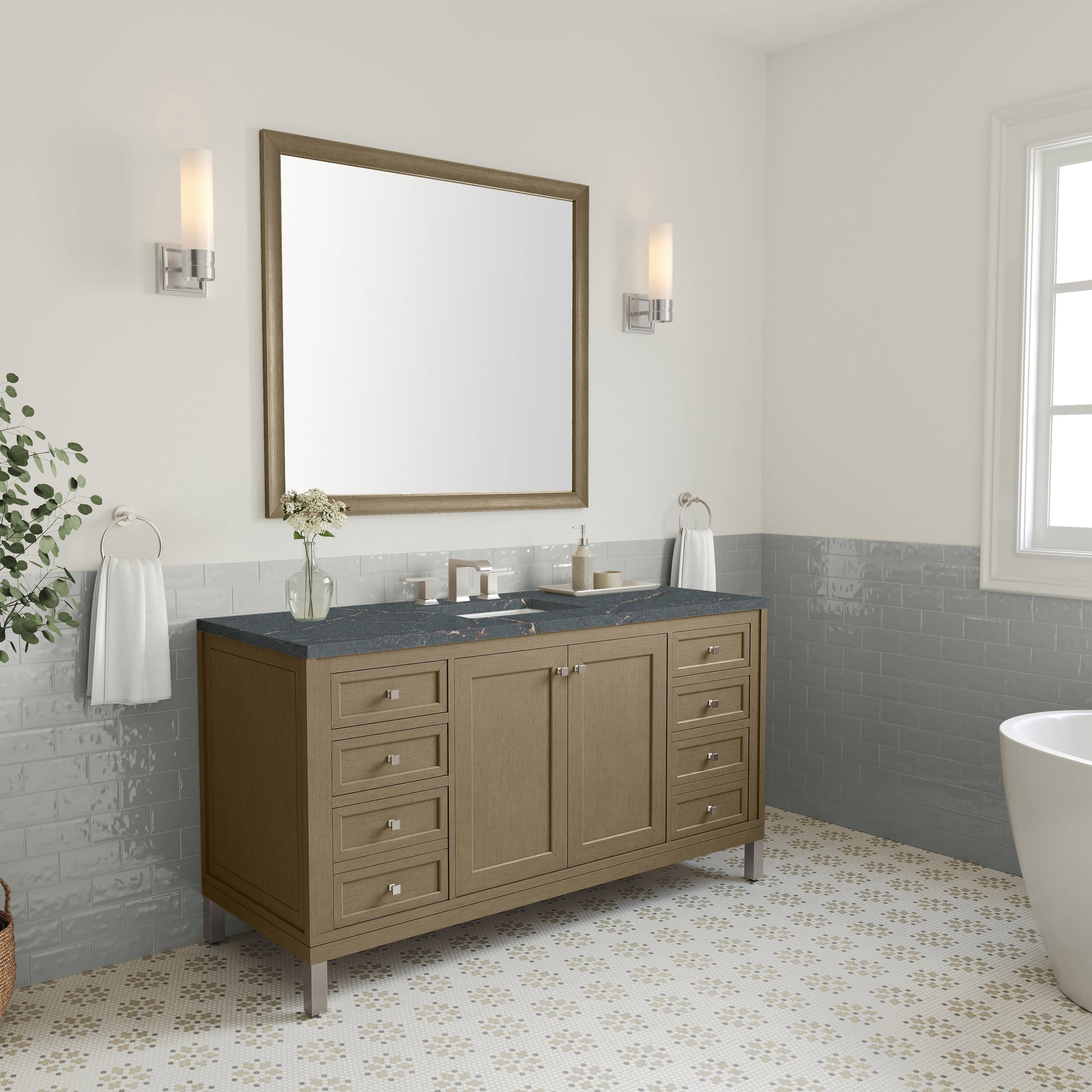 Walnut Whisper / Parisien Bleu - 3 Faucet Holes