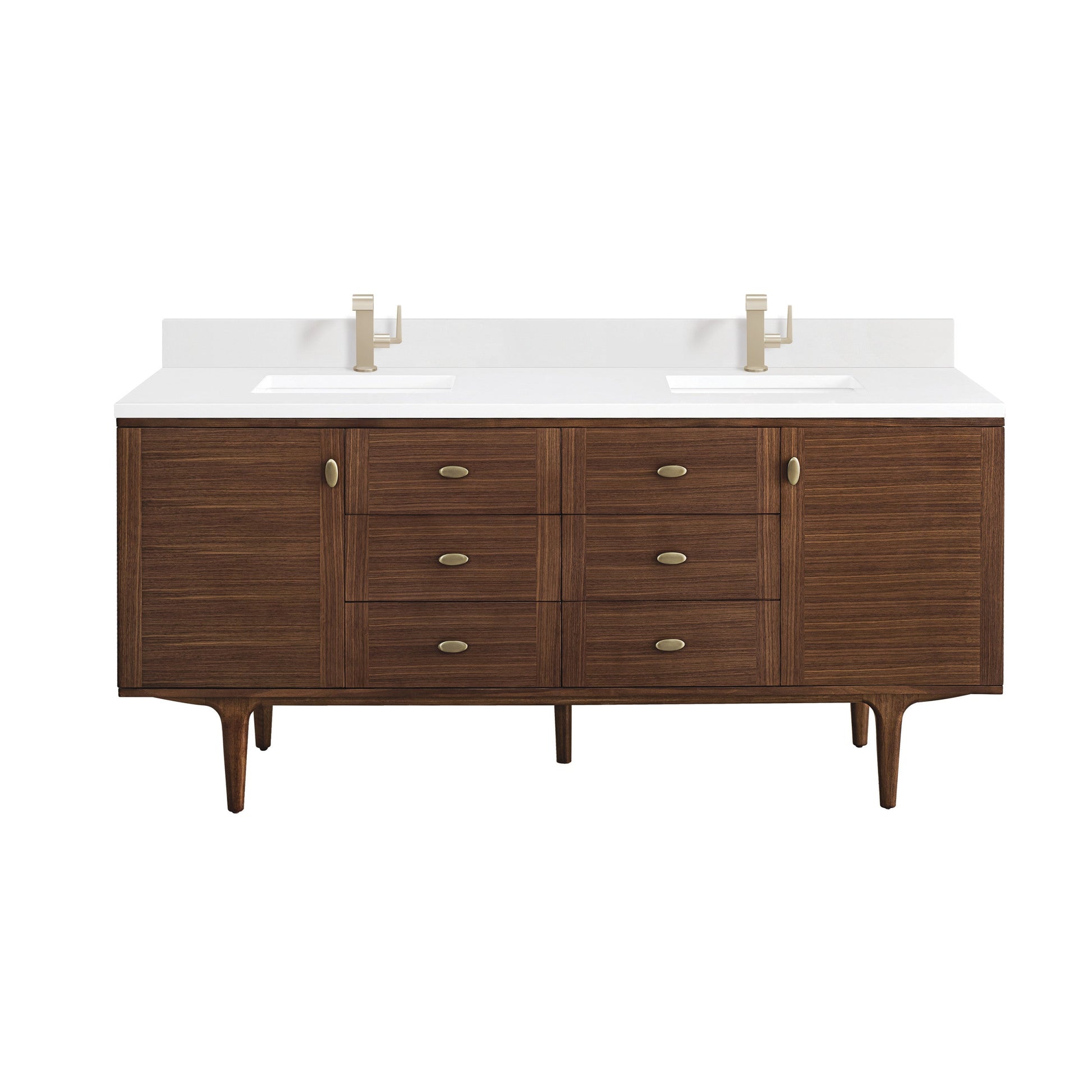 Mid-Century Walnut / White Zeus - 1 Faucet Hole