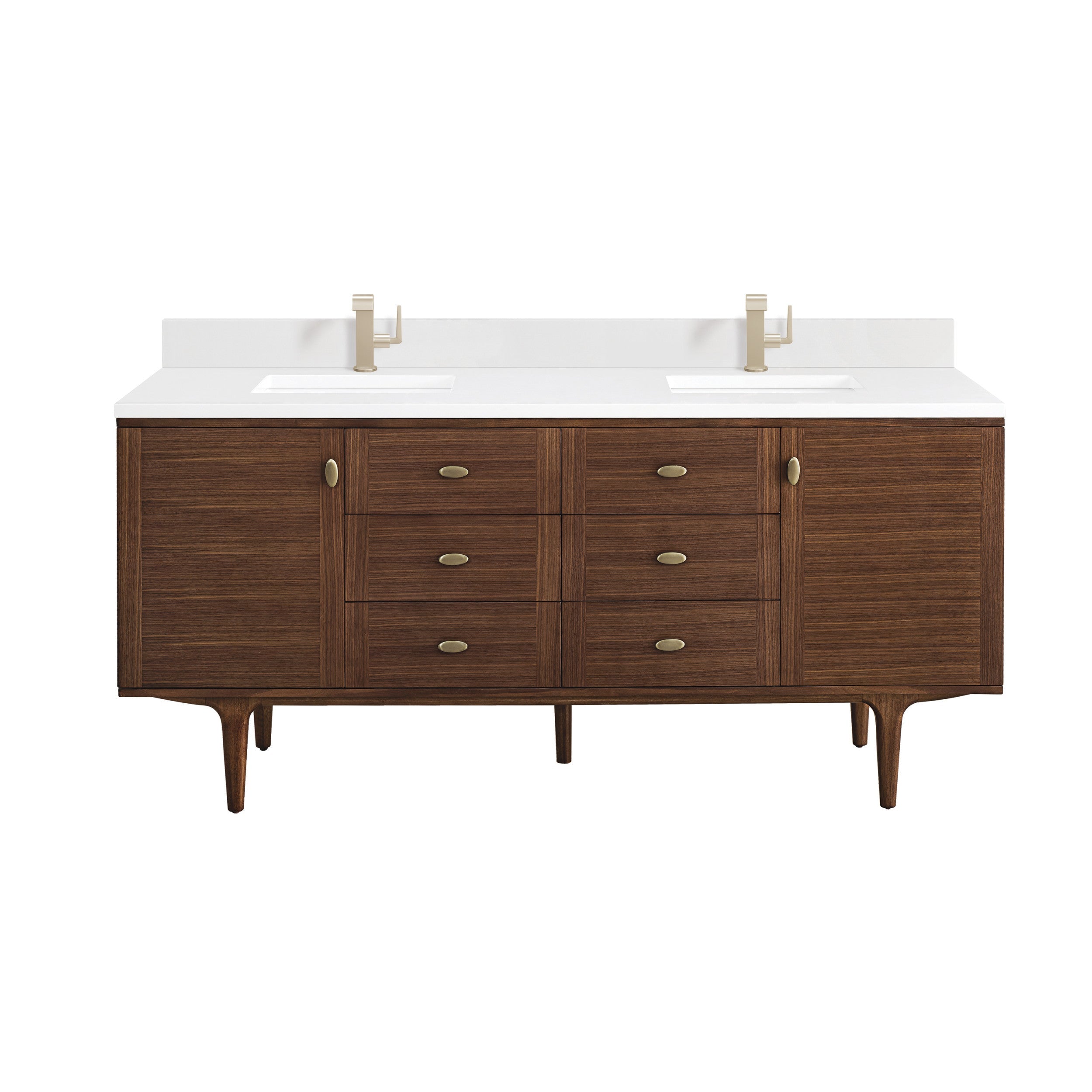 Mid-Century Walnut / White Zeus - 1 Faucet Hole