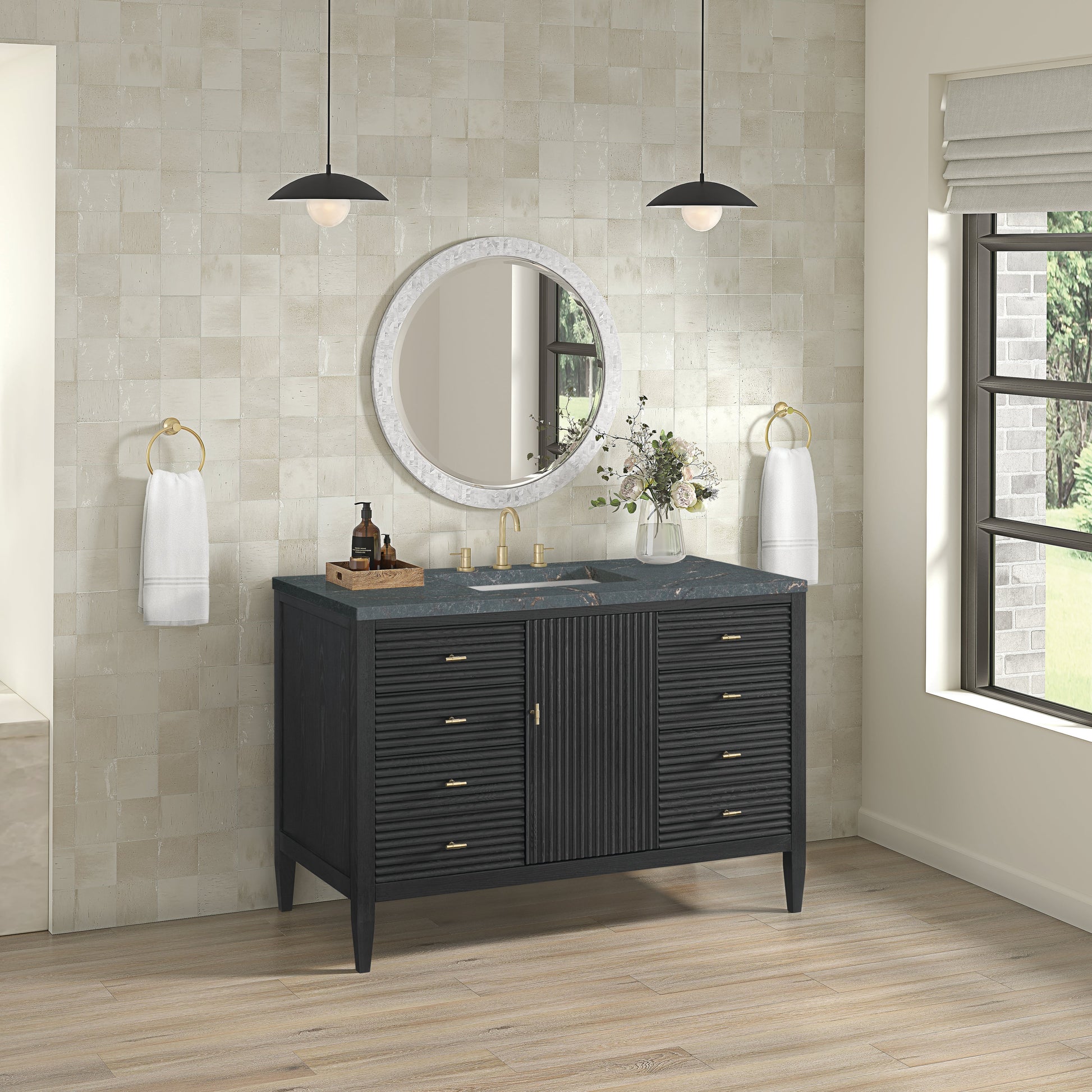 Carbon Oak / Parisien Bleu - 3 Faucet Holes