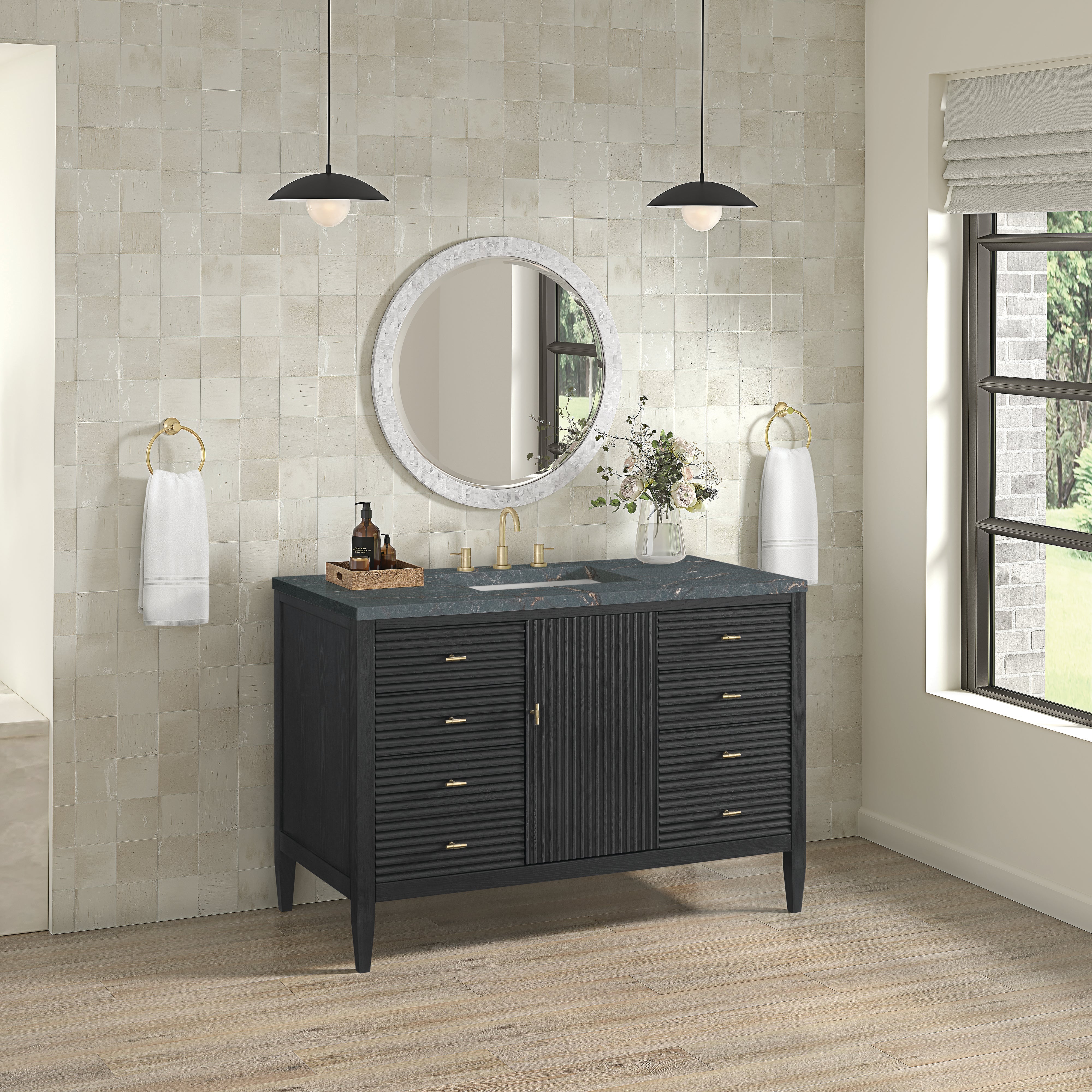 Carbon Oak / Parisien Bleu - 3 Faucet Holes