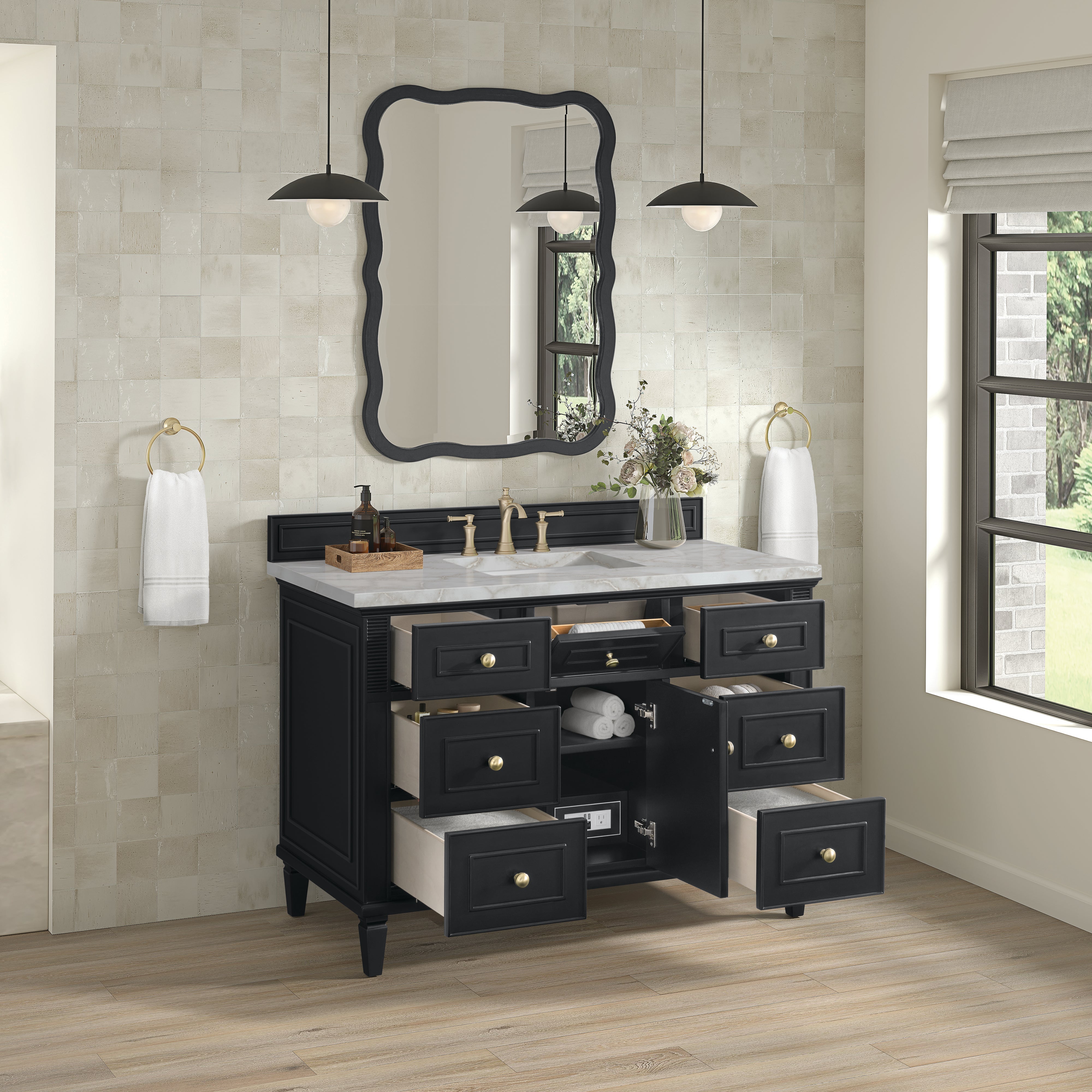 Black Onyx / Victorian Silver - 3 Faucet Holes