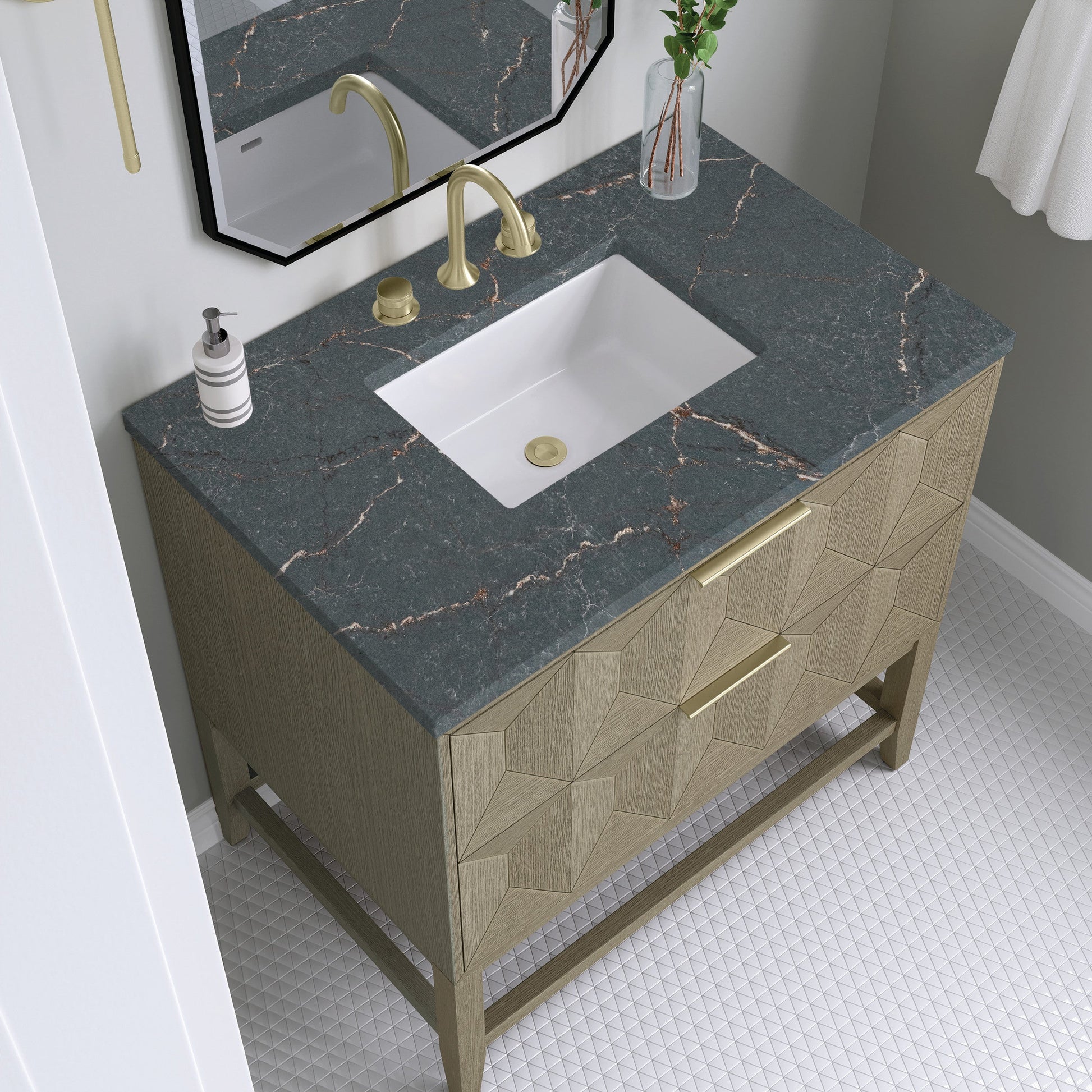 Pebble Oak / Parisien Bleu - 3 Faucet Holes