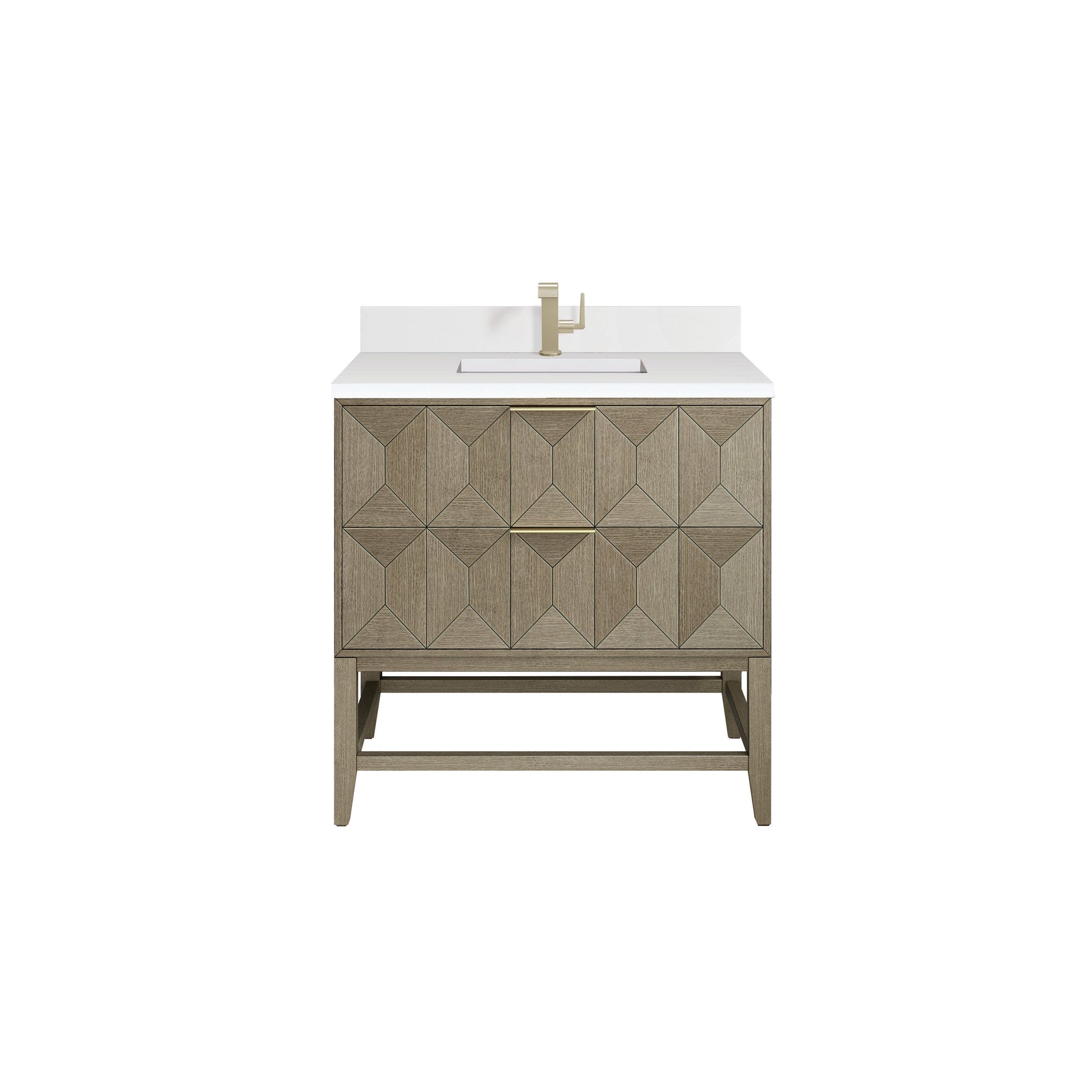 Pebble Oak / White Zeus - 1 Faucet Hole