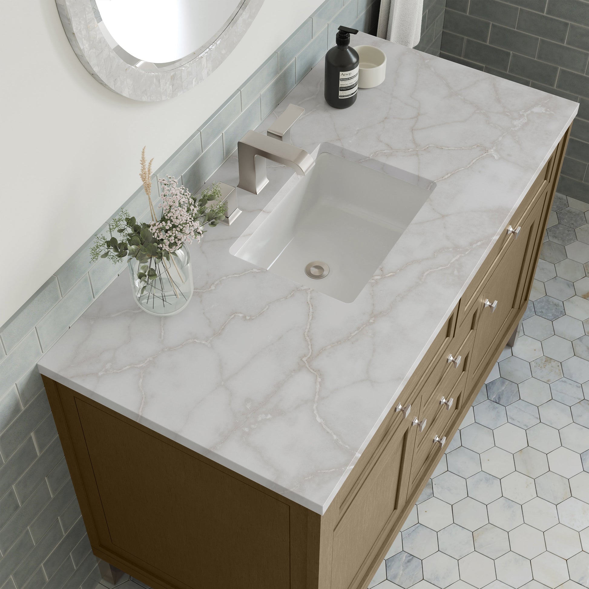 Walnut Whisper / Victorian Silver - 3 Faucet Holes