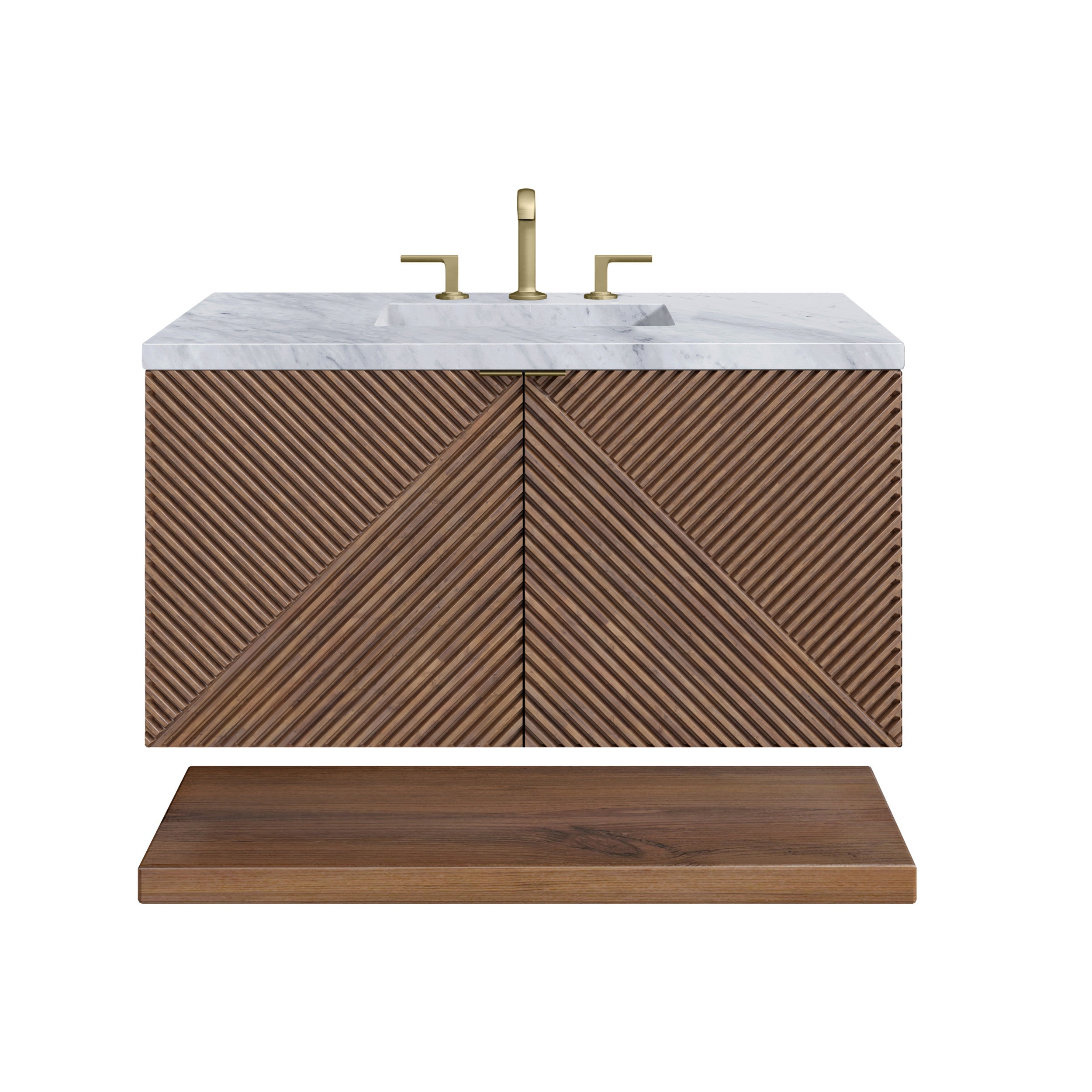 Chestnut / Carrara White - 3 Faucet Holes