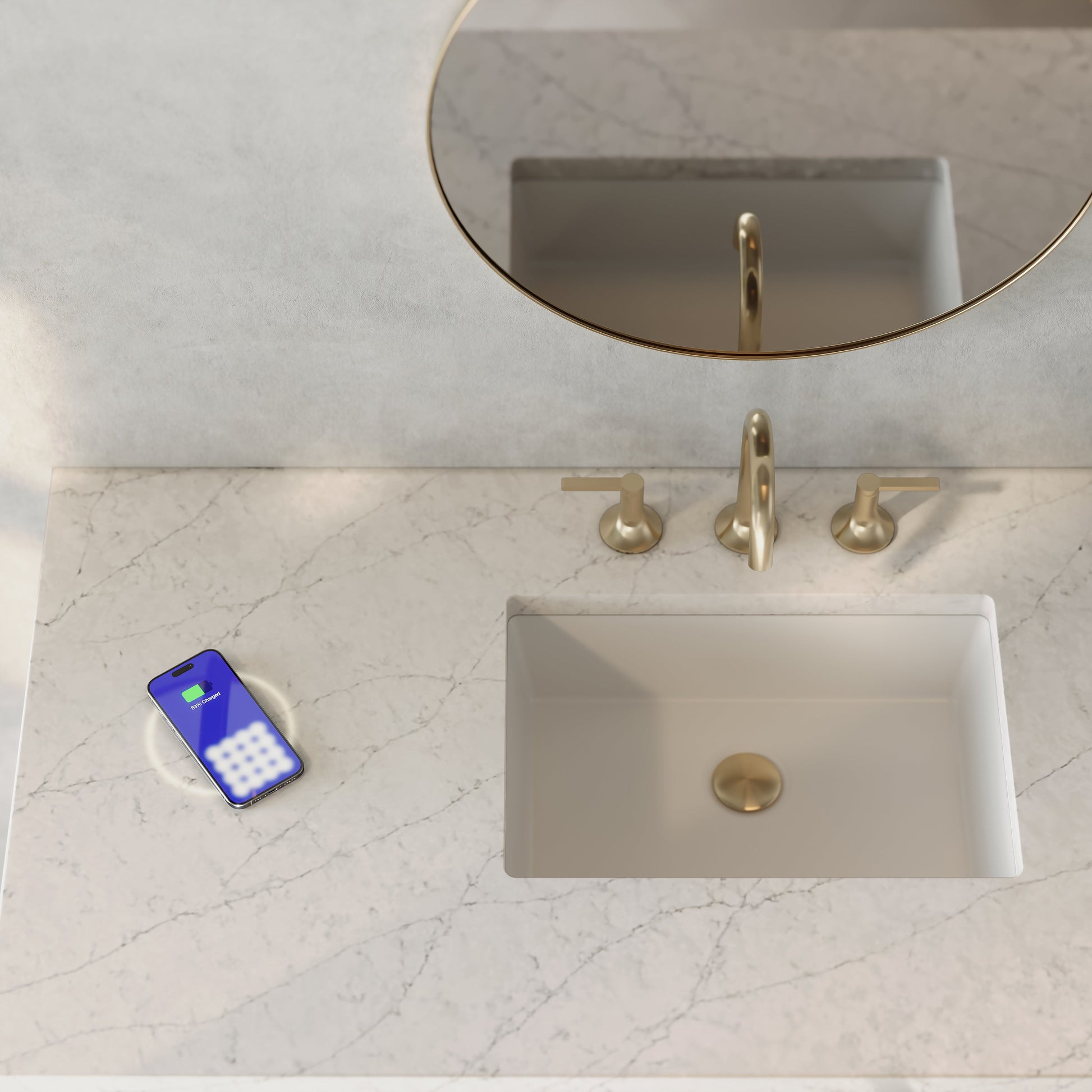 Whitewashed Oak / Eternal Jasmine Pearl - 3 Faucet Holes
