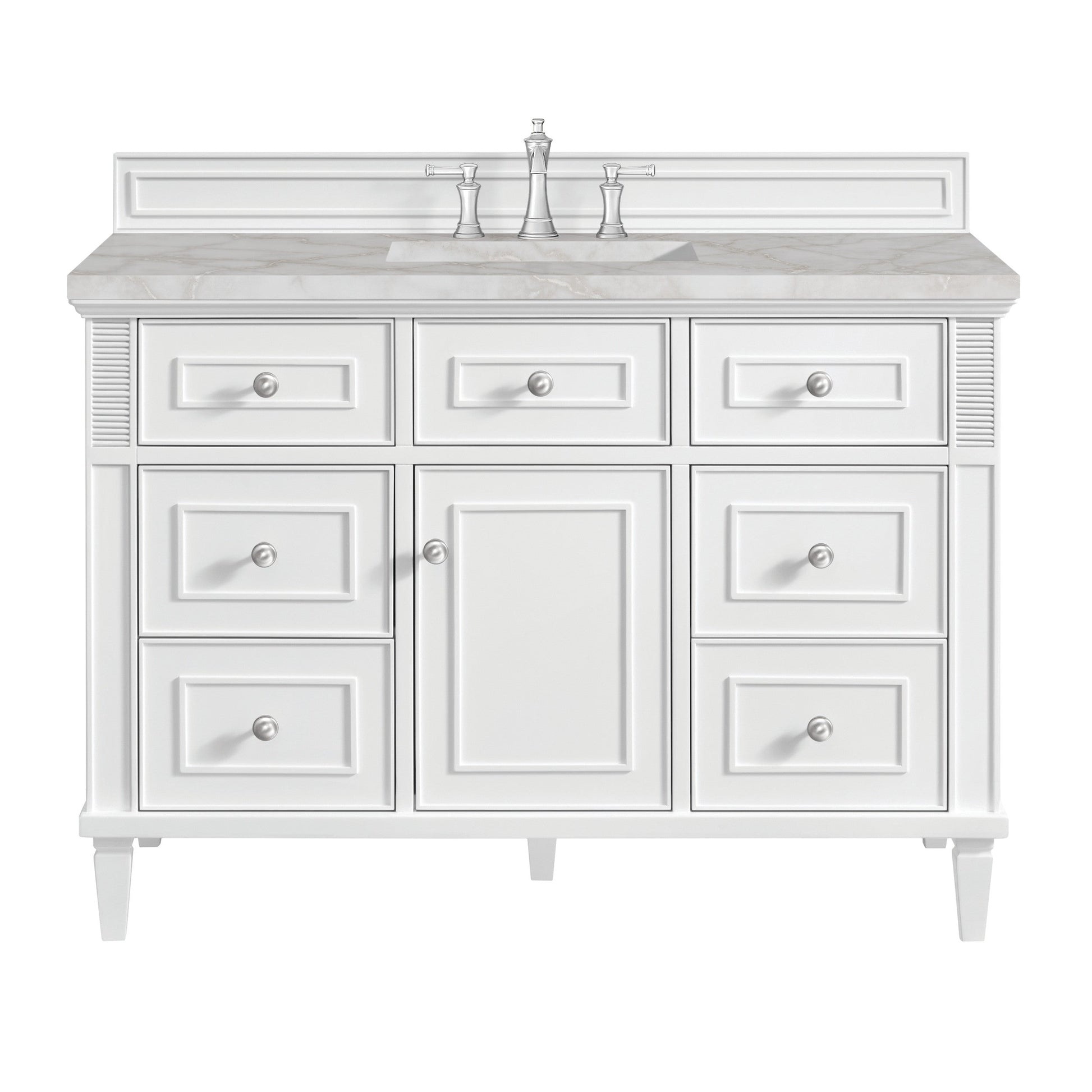 Bright White / Victorian Silver - 3 Faucet Holes