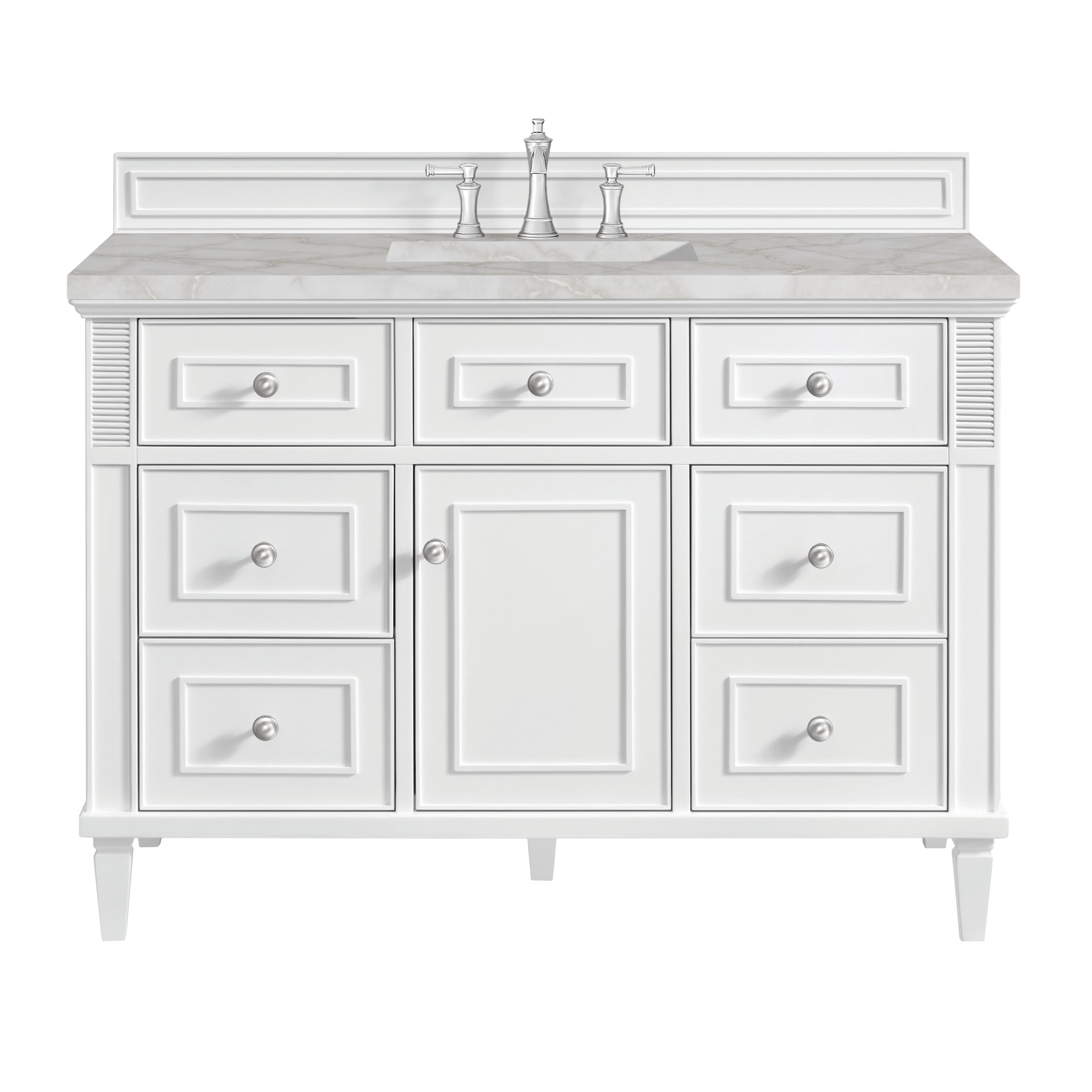 Bright White / Victorian Silver - 3 Faucet Holes