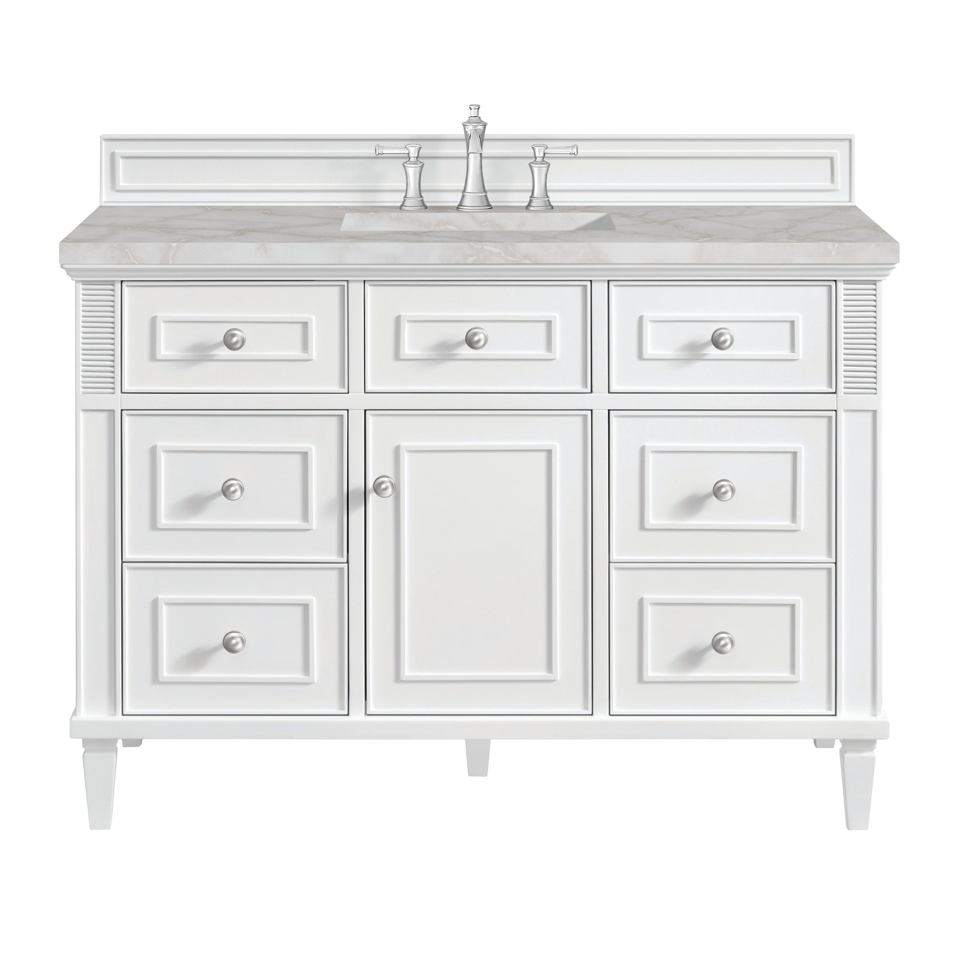 Bright White / Victorian Silver - 3 Faucet Holes