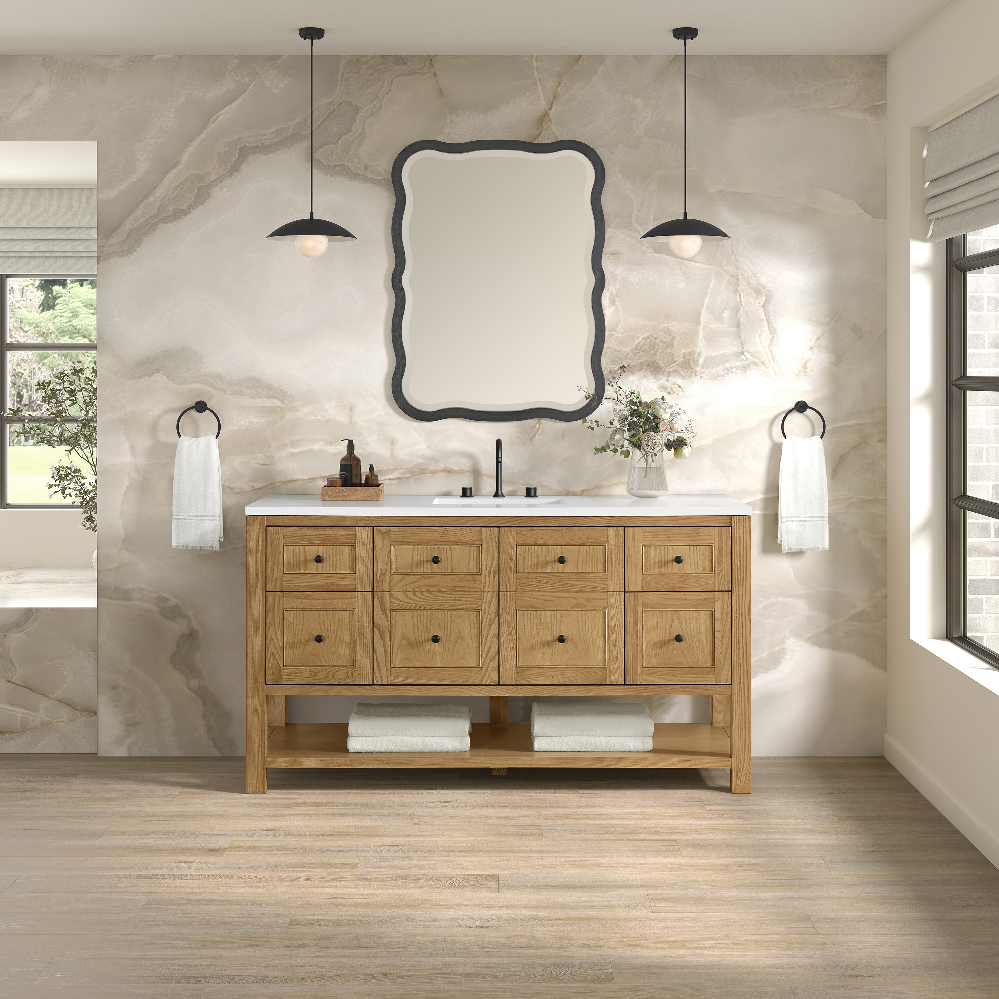 Light Natural Oak / White Zeus - 3 Faucet Holes
