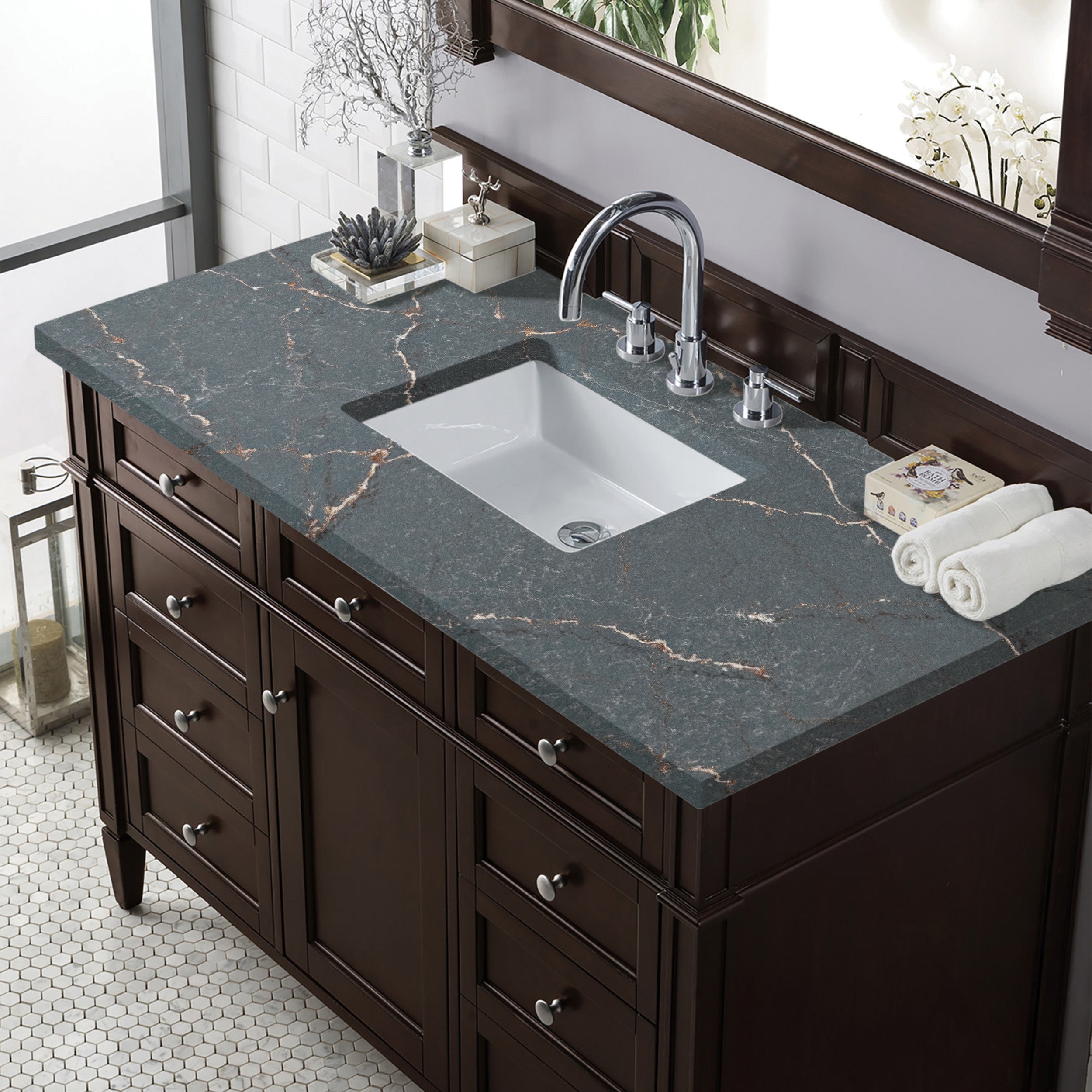 Burnished Mahogany / Parisien Bleu - 3 Faucet Holes