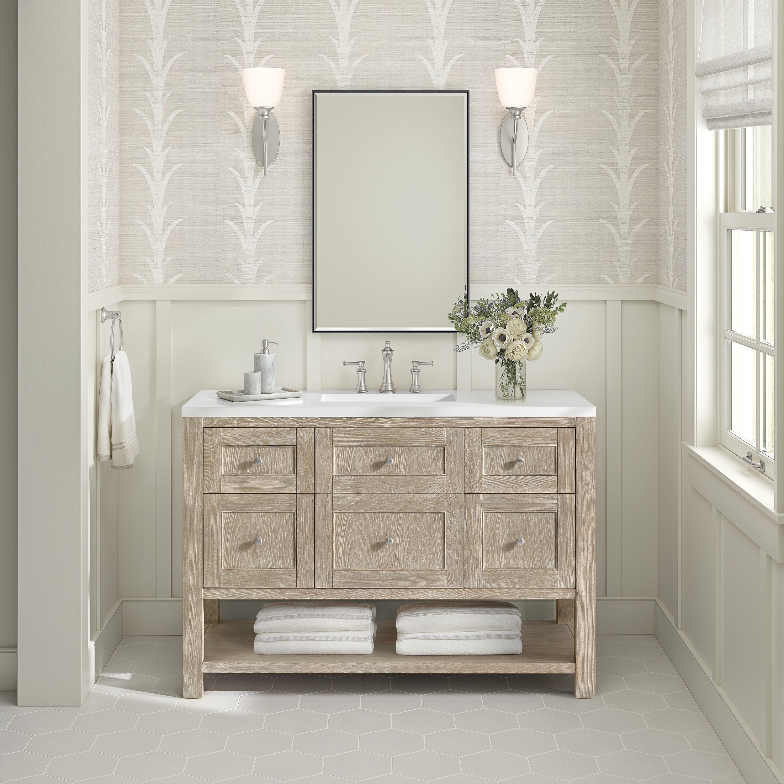 Whitewashed Oak / White Zeus - 3 Faucet Holes