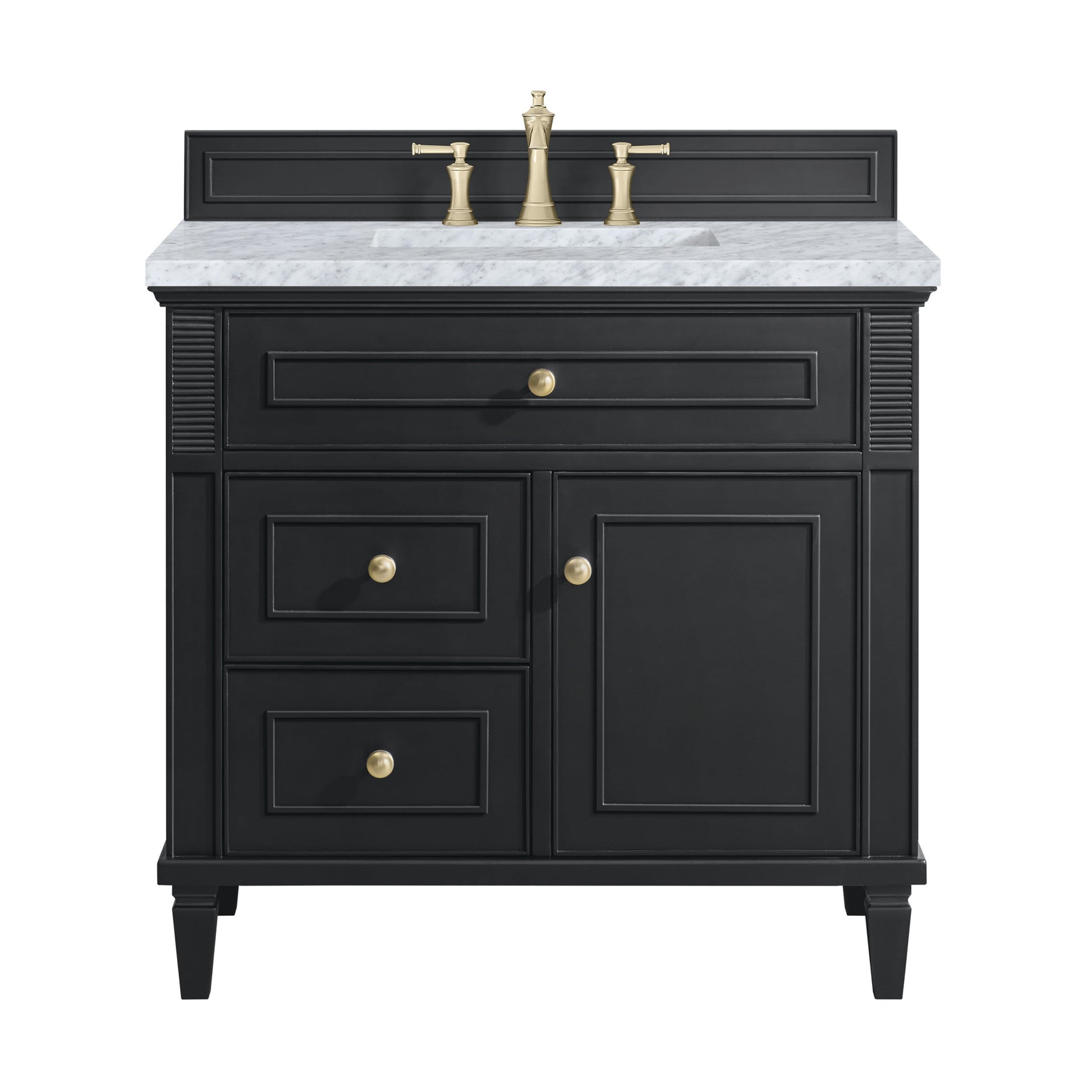 Black Onyx / Carrara White - 3 Faucet Holes