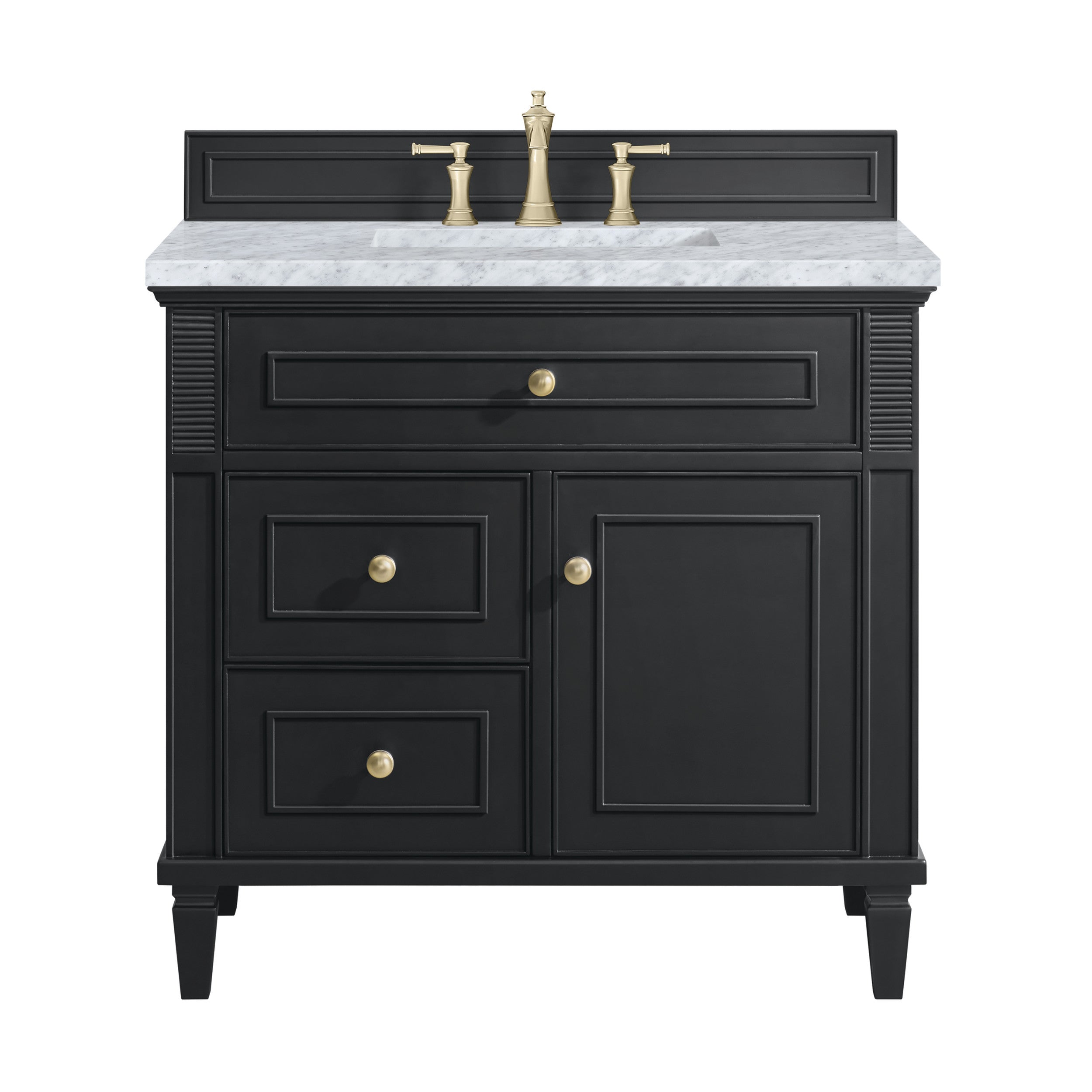 Black Onyx / Carrara White - 3 Faucet Holes