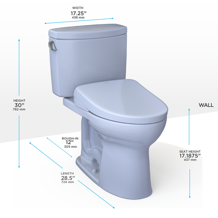 Toto Washlet+ Drake II Two Piece Elongated 1.28 GPF Toilet and Washlet+ S7 Contemporary Bidet Seat