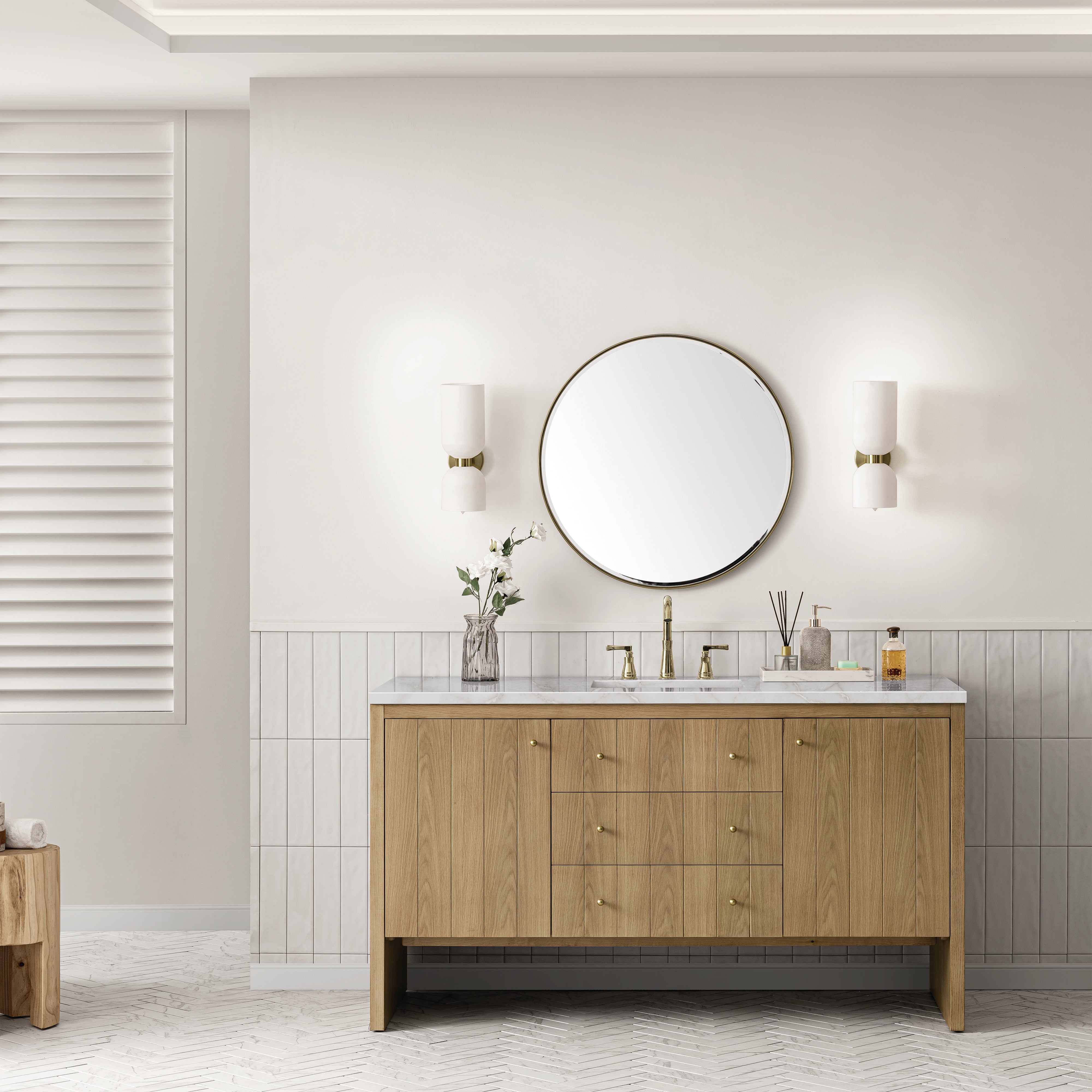 Light Natural Oak / Victorian Silver - 3 Faucet Holes