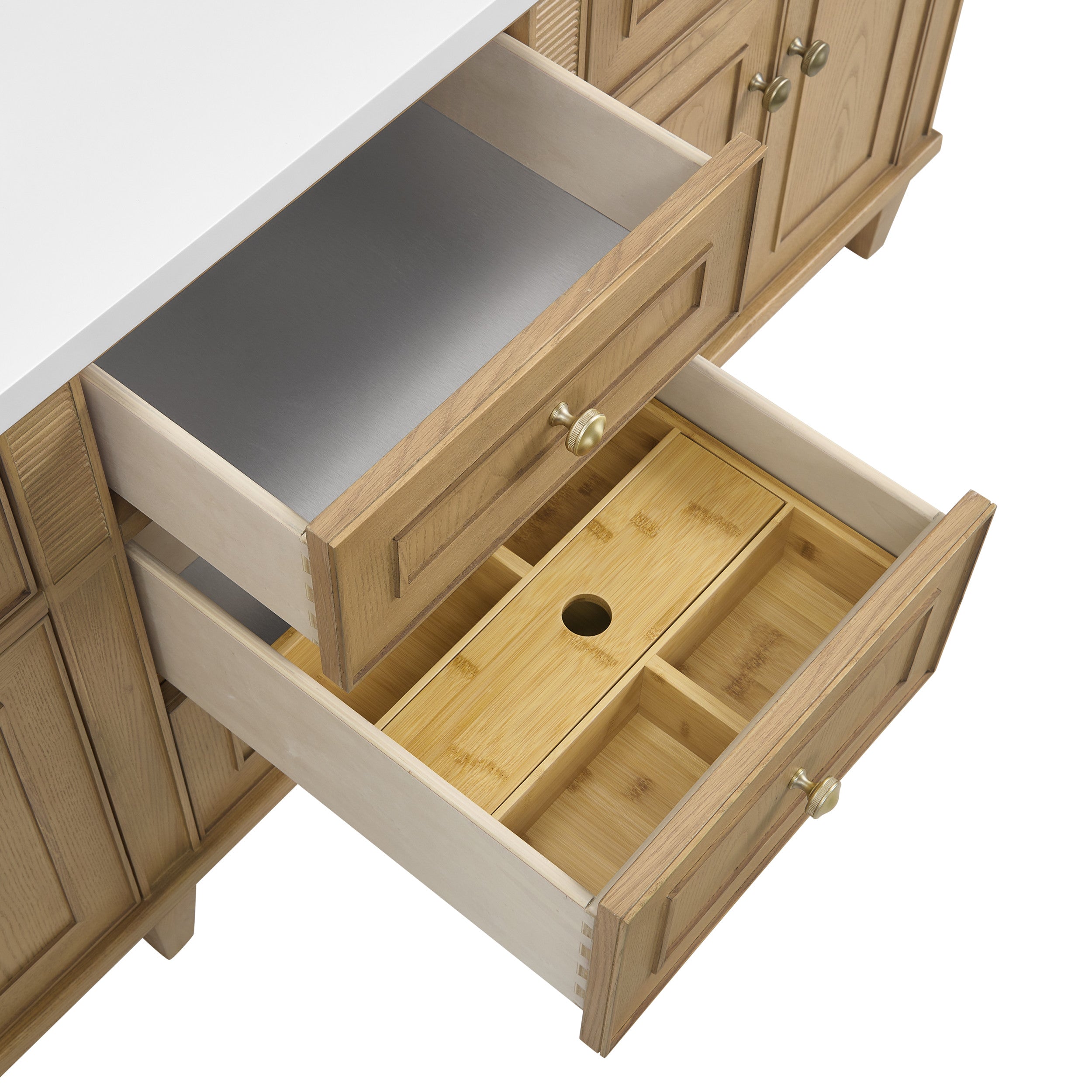 Light Natural Oak / White Zeus - 3 Faucet Holes