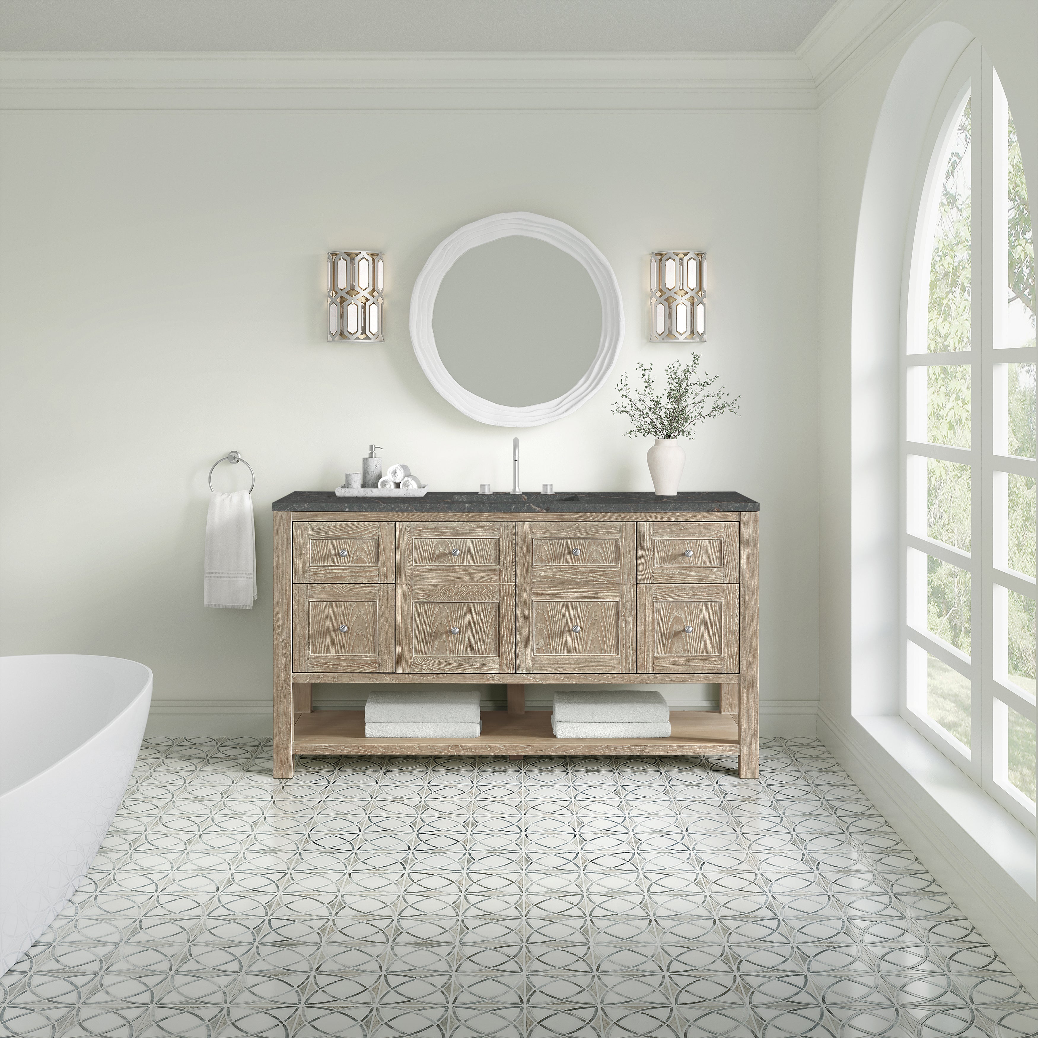 Whitewashed Oak / Parisien Bleu - 3 Faucet Holes