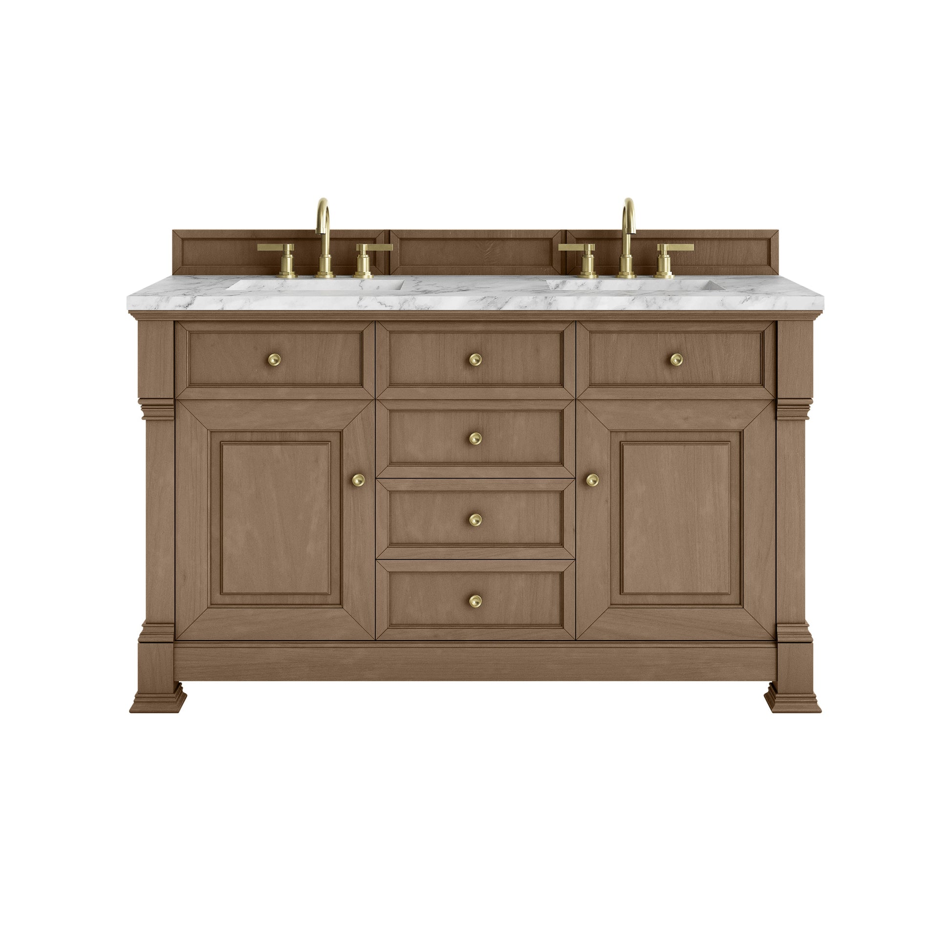 Pecan / Carrara White - 3 Faucet Holes