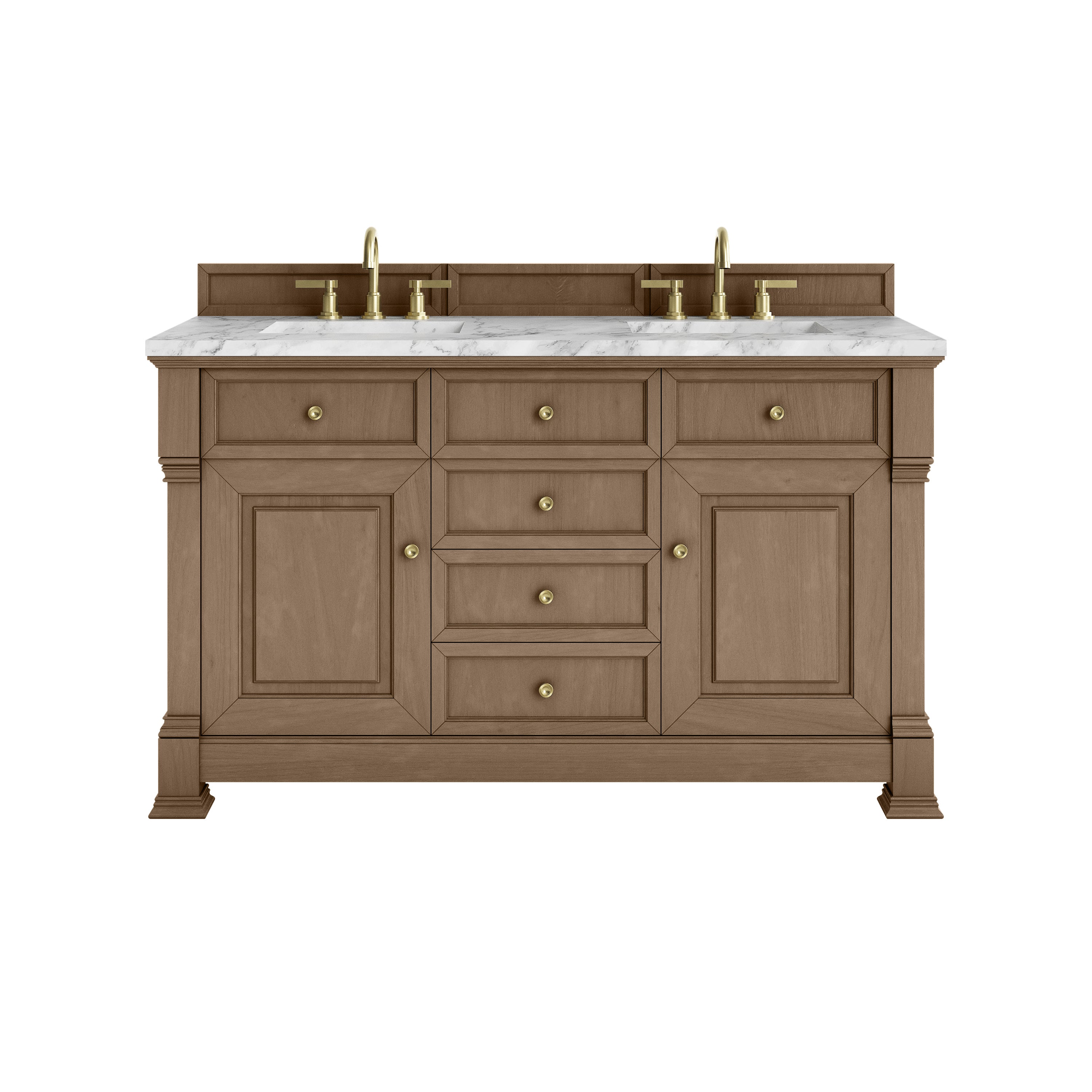 Pecan / Carrara White - 3 Faucet Holes
