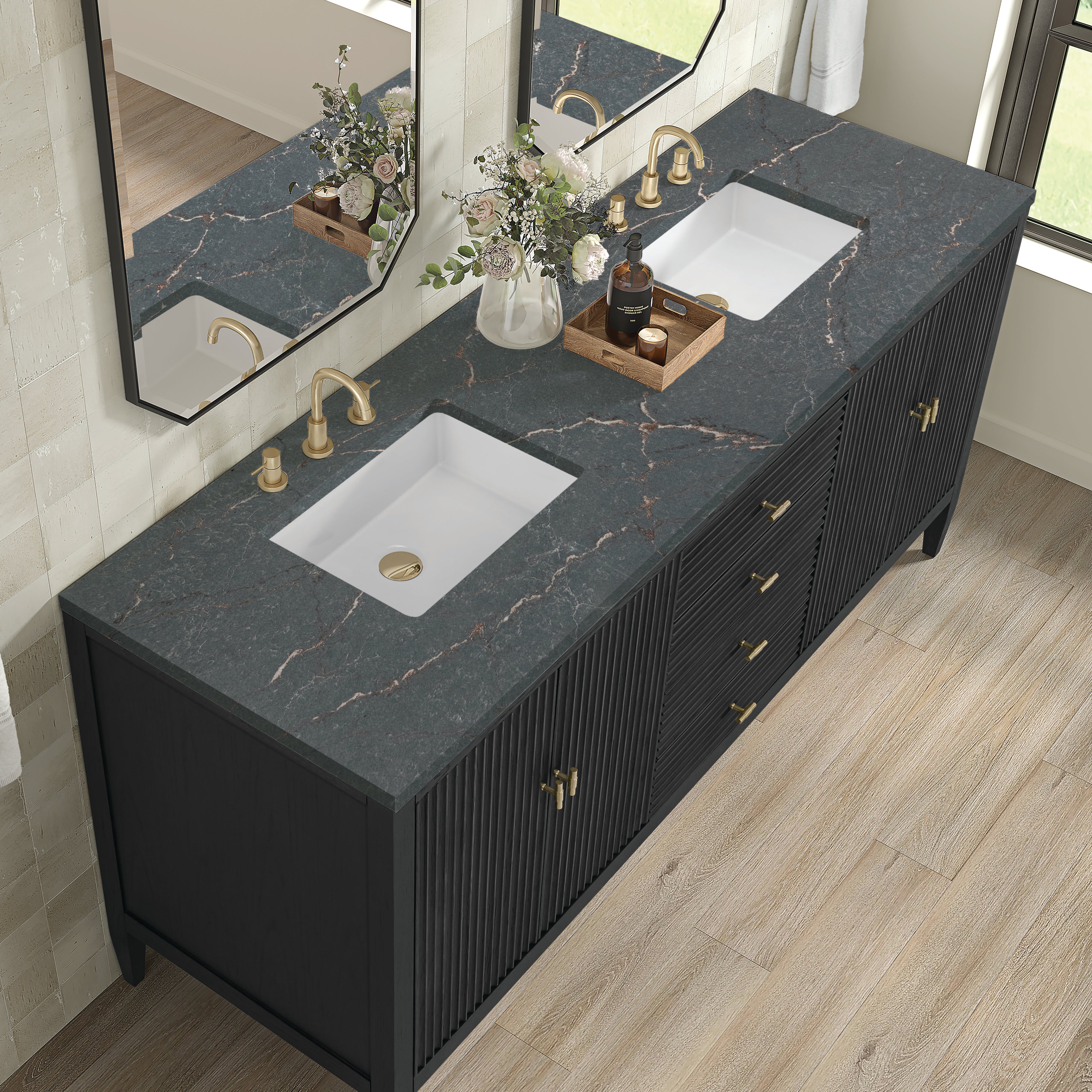 Carbon Oak / Parisien Bleu - 3 Faucet Holes
