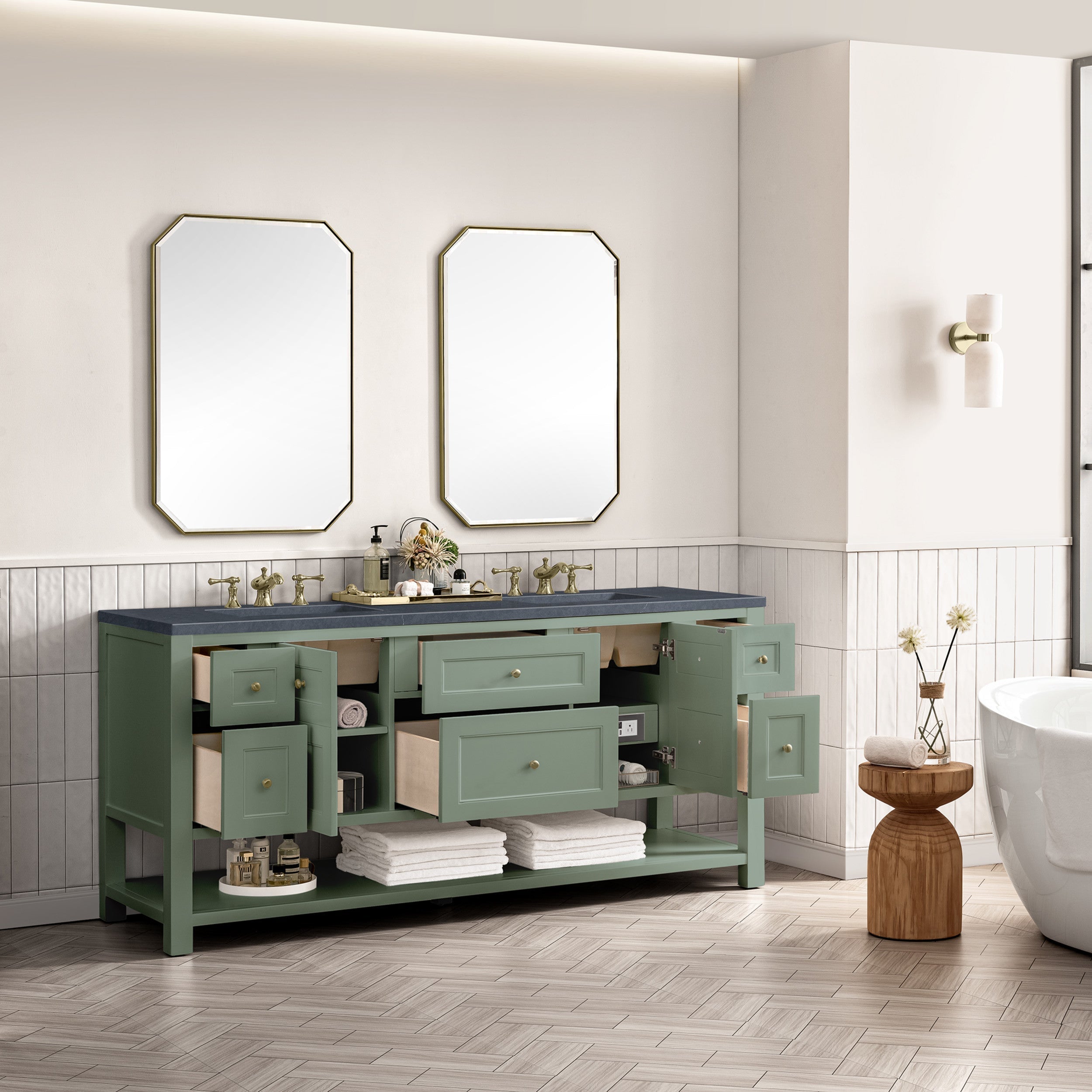 Smokey Celadon / Charcoal Soapstone - 3 Faucet Holes