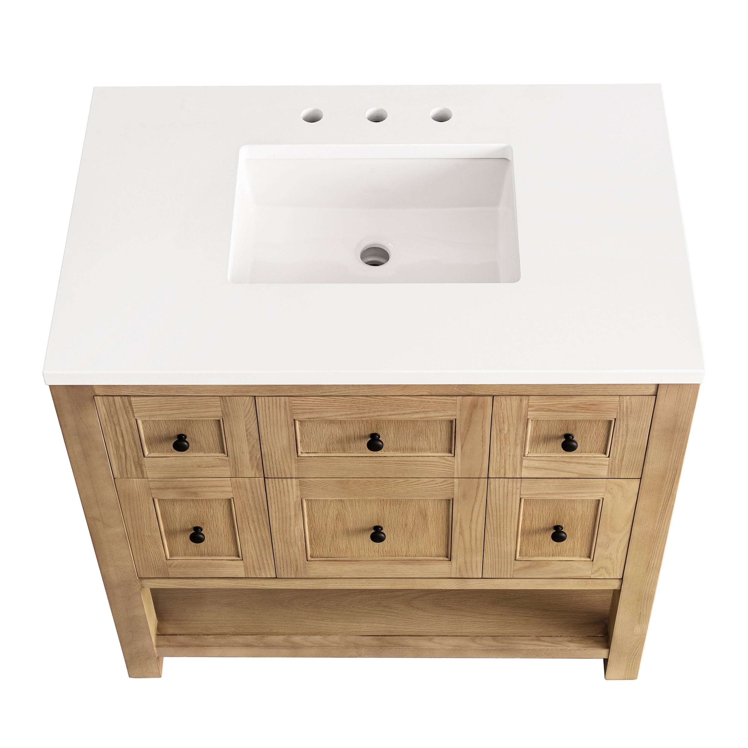 Light Natural Oak / White Zeus - 3 Faucet Holes